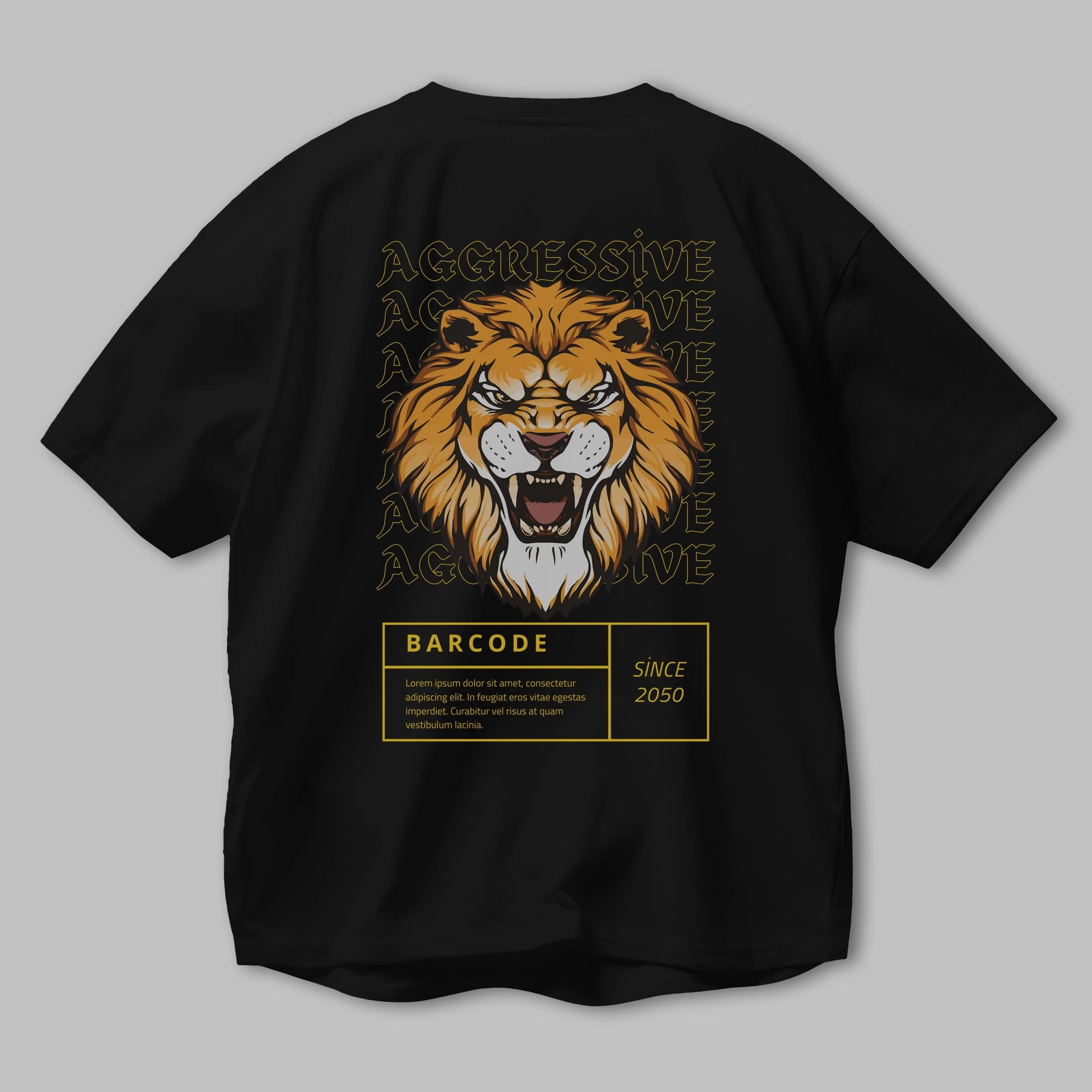 Aggressive Lion Arka Baskılı Oversize t-shirt Erkek Kadın Unisex