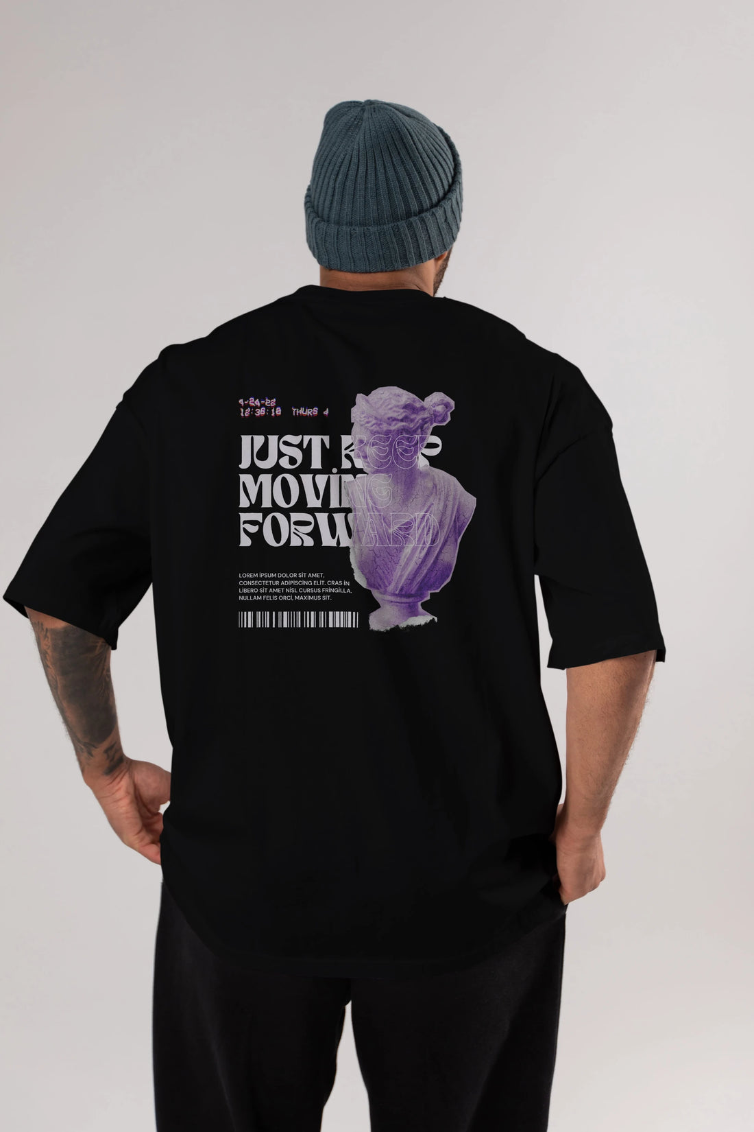 Just Keep Moving Forward Yazılı Arka Baskılı Oversize t-shirt Erkek Kadın Unisex