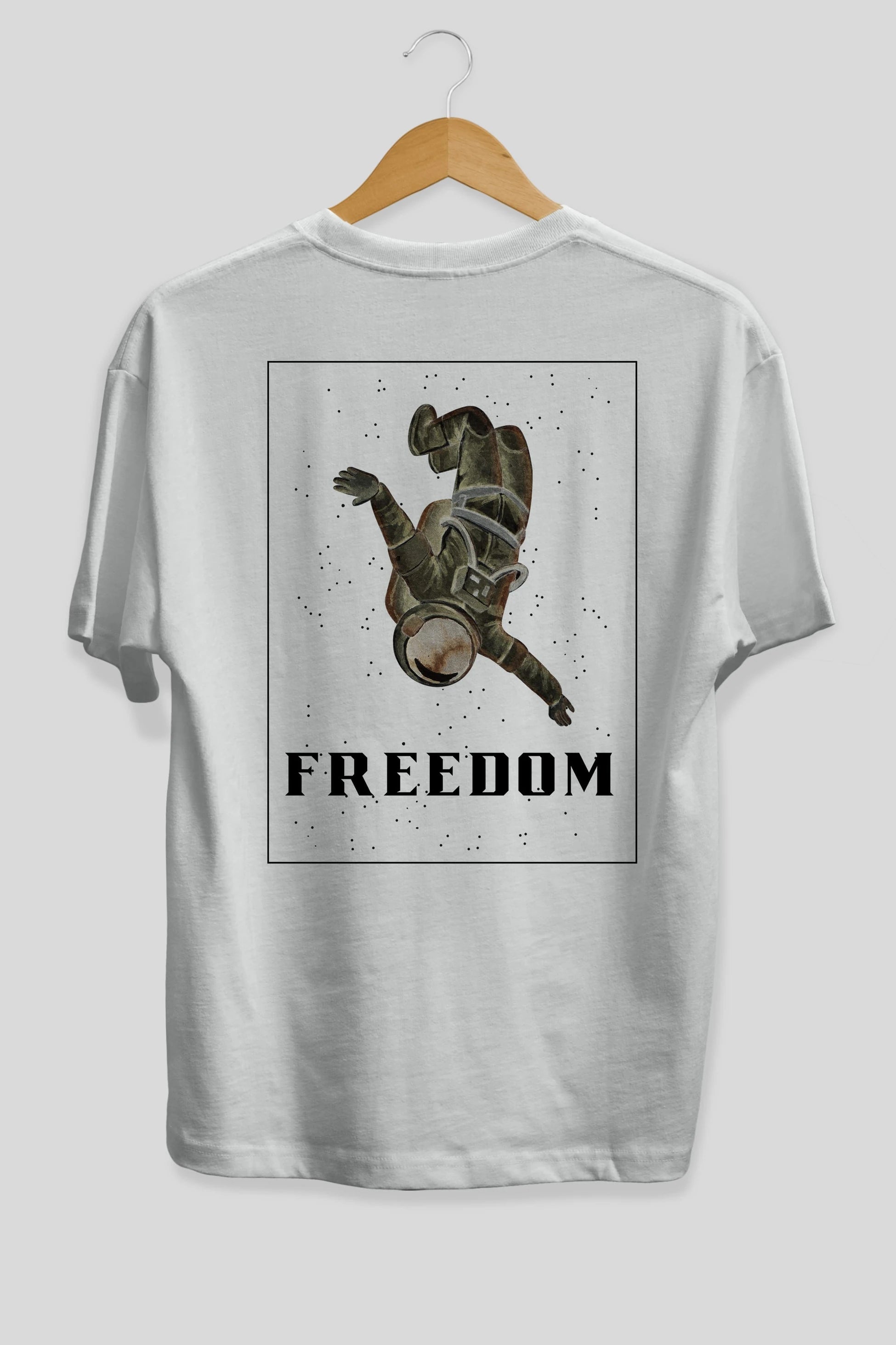 Freedom Astronaut Arka Baskılı Oversize t-shirt Erkek Kadın Unisex