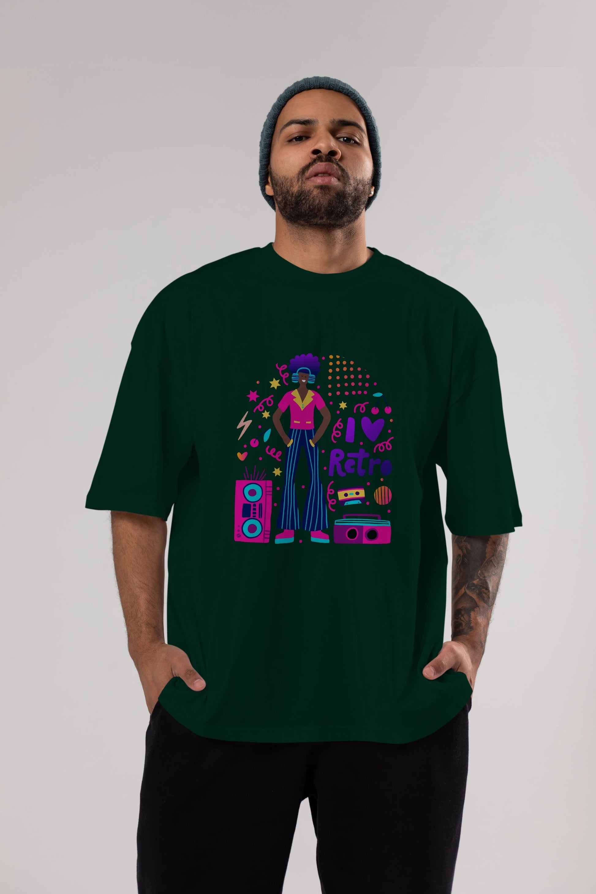 Retro Boy Party Ön Baskılı Oversize t-shirt Erkek Kadın Unisex