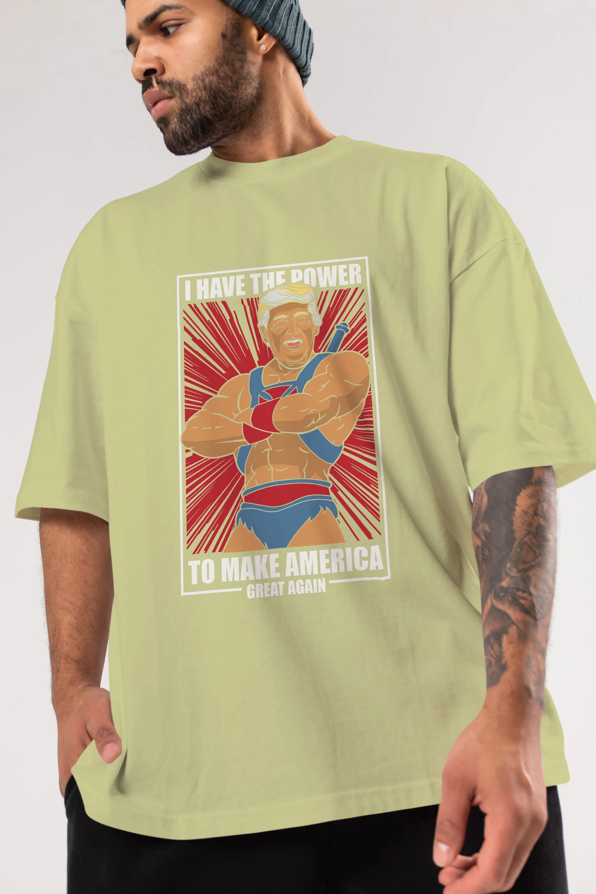 Trump Heman Ön Baskılı Oversize t-shirt Erkek Kadın Unisex %100 Pamuk tişort