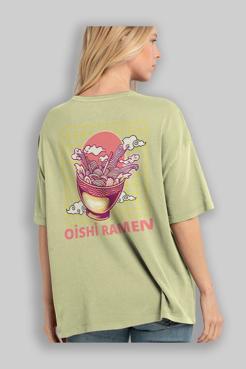 Oishi Ramen Yazılı Arka Baskılı Oversize t-shirt Erkek Kadın Unisex
