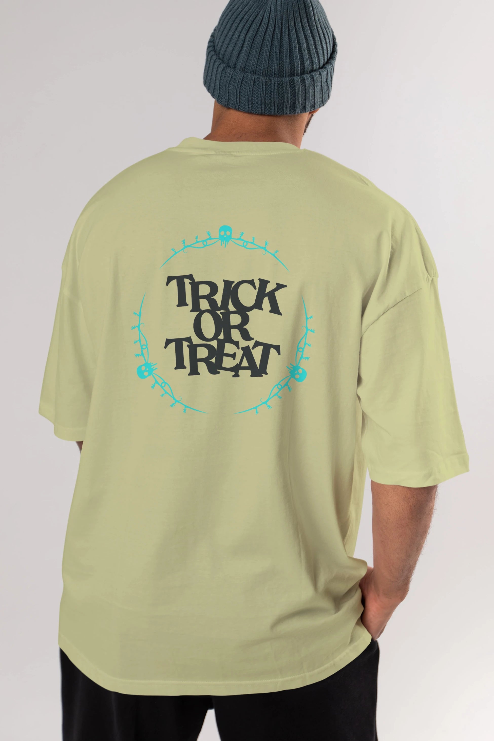 Trick or Treat Yazılı Arka Baskılı Oversize t-shirt Erkek Kadın Unisex