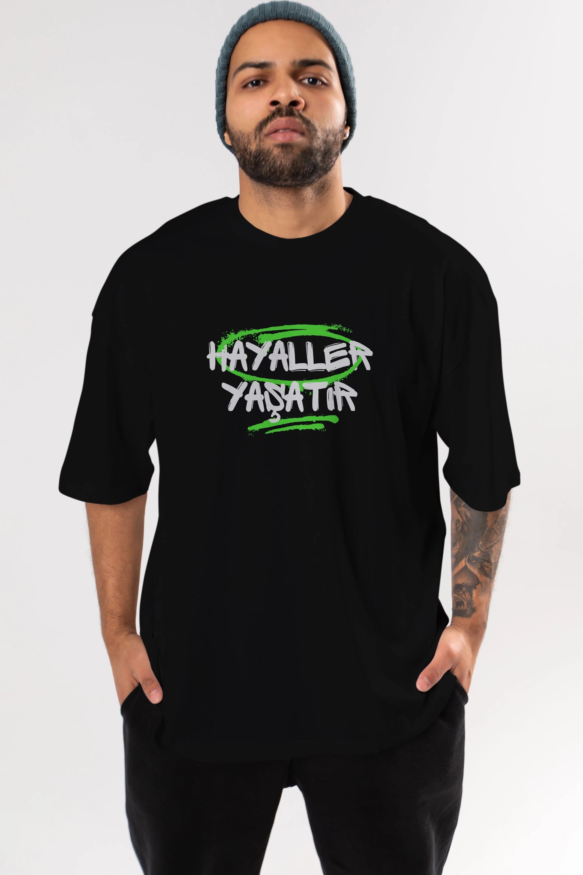Hayaller Yaşatır Ön Baskılı Oversize t-shirt Erkek Kadın Unisex