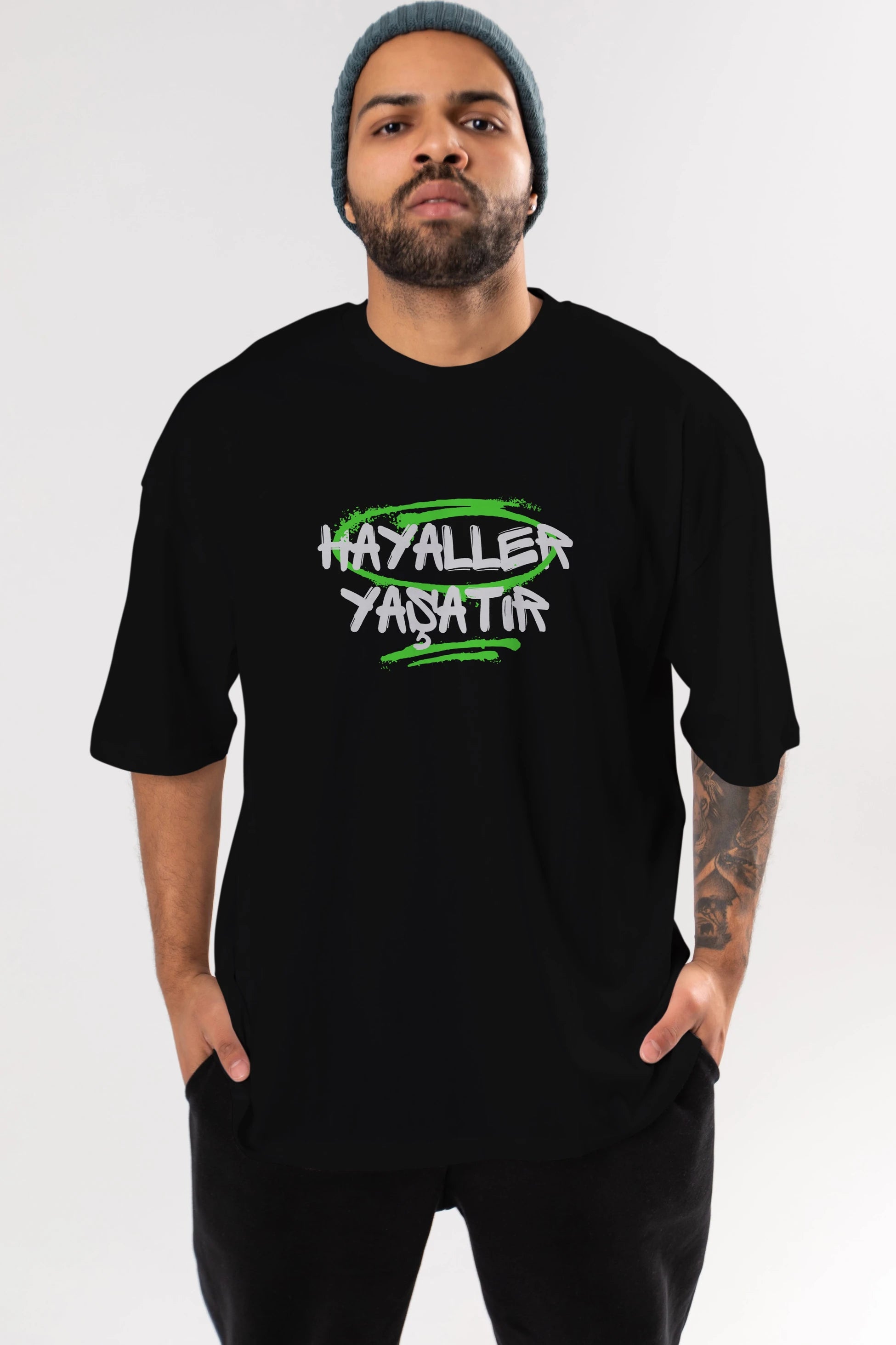 Hayaller Yaşatır Ön Baskılı Oversize t-shirt Erkek Kadın Unisex