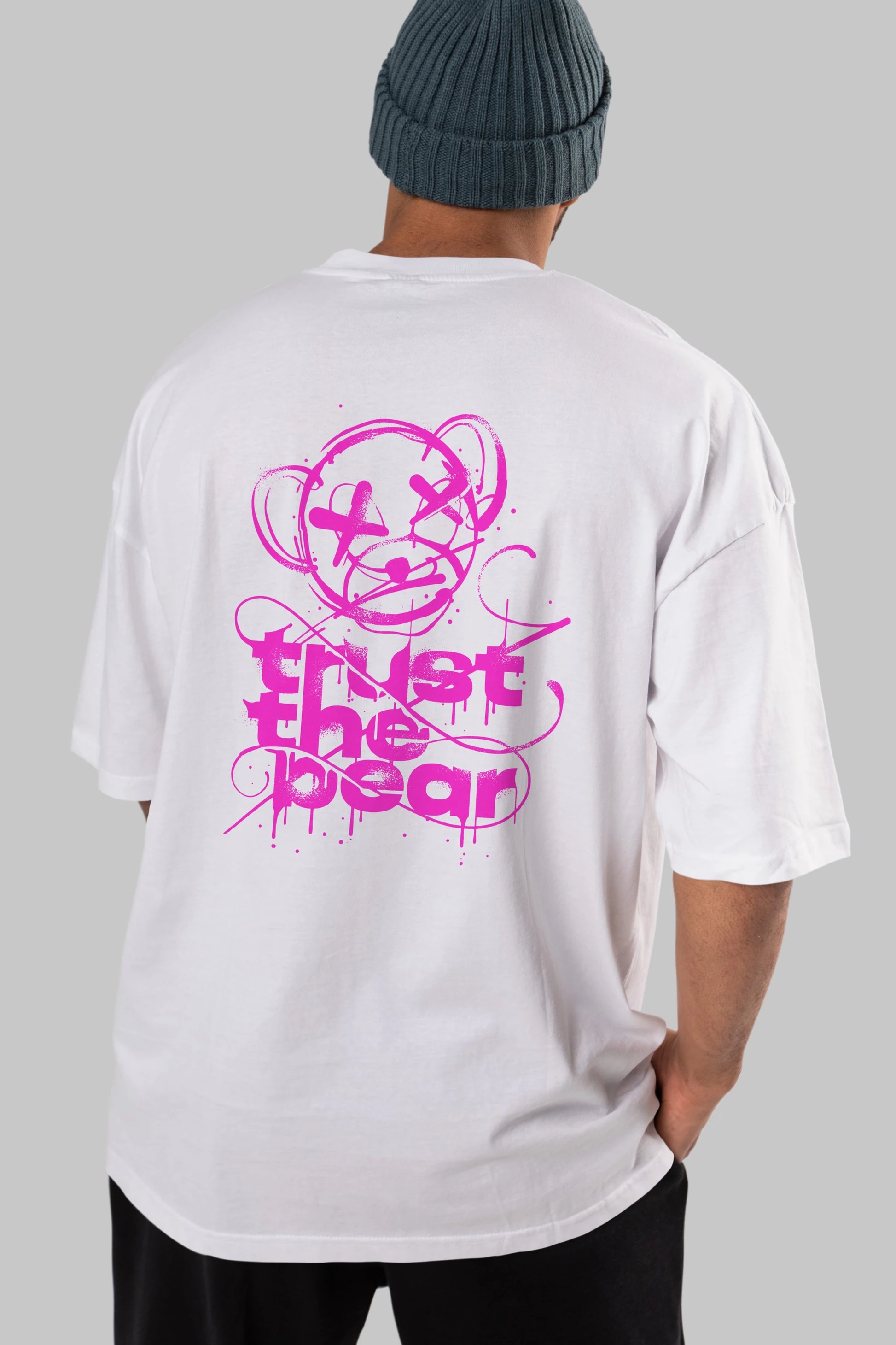 Trust The Bear 2 Arka Baskılı Oversize t-shirt Erkek Kadın Unisex
