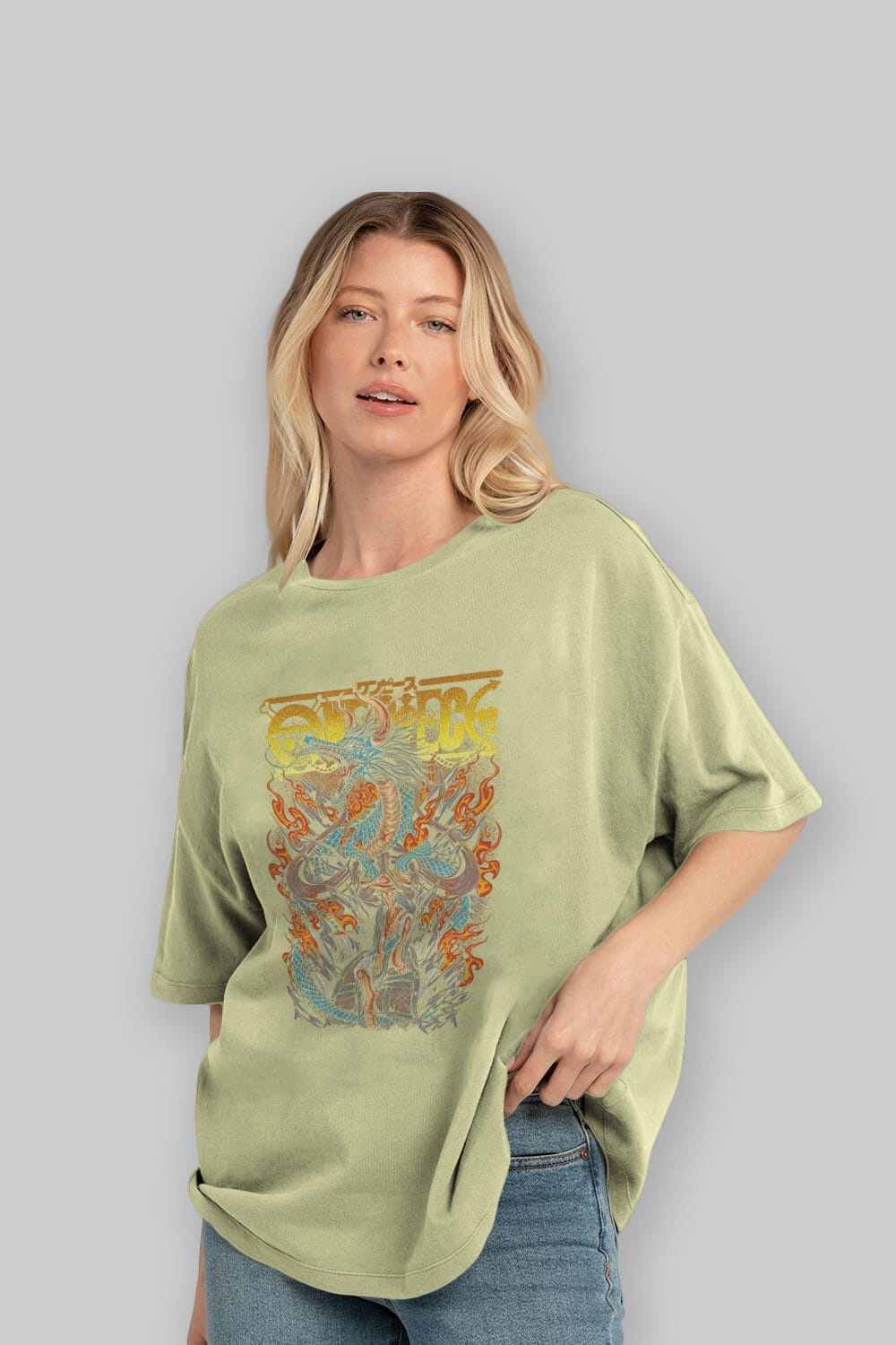 MONKEY D. LUFF-ONE PIECE Anime Ön Baskılı Oversize t-shirt %100 pamuk Erkek Kadın Unisex