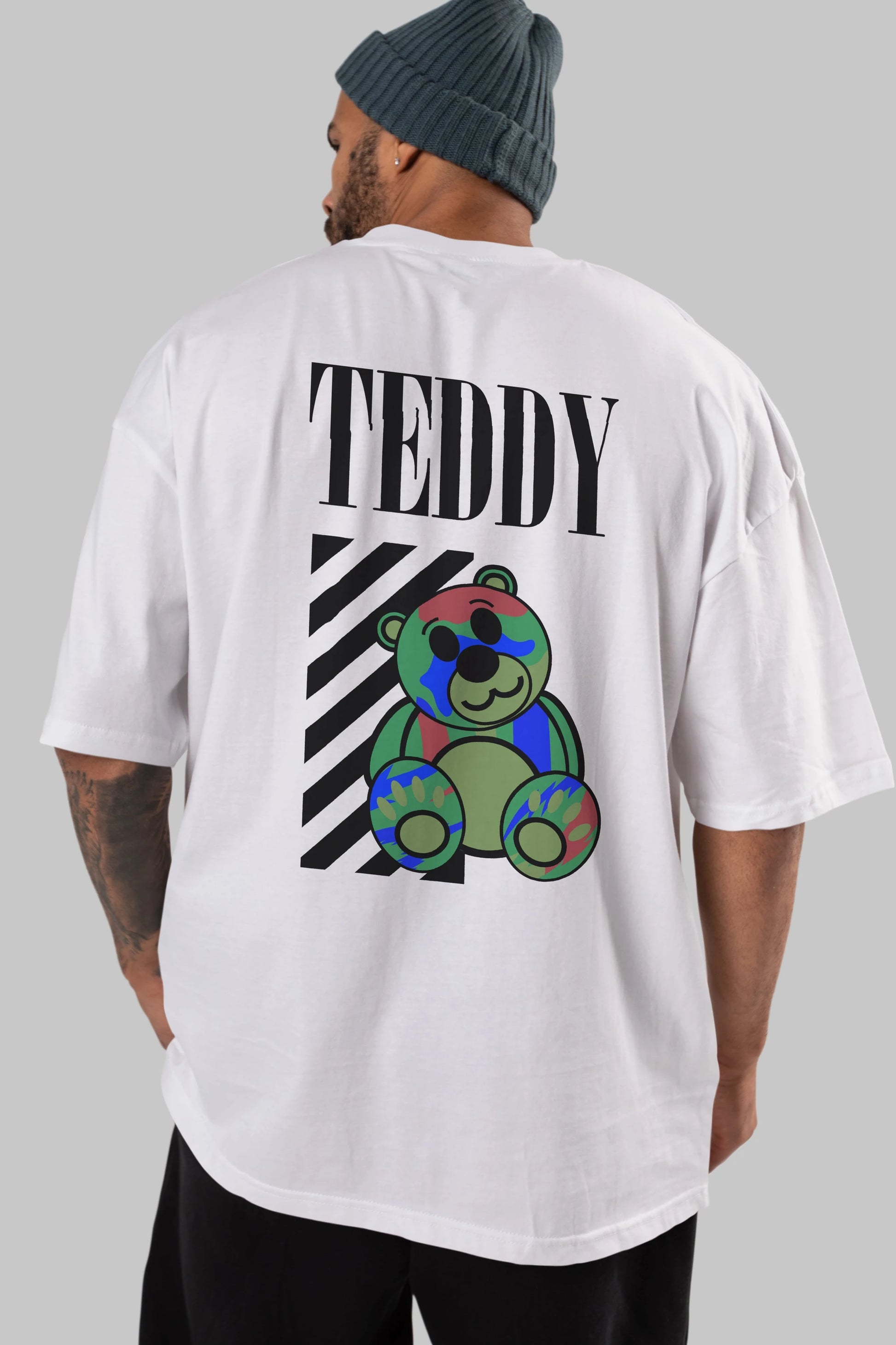 Teddy Bear 2 Arka Baskılı Oversize t-shirt Erkek Kadın Unisex