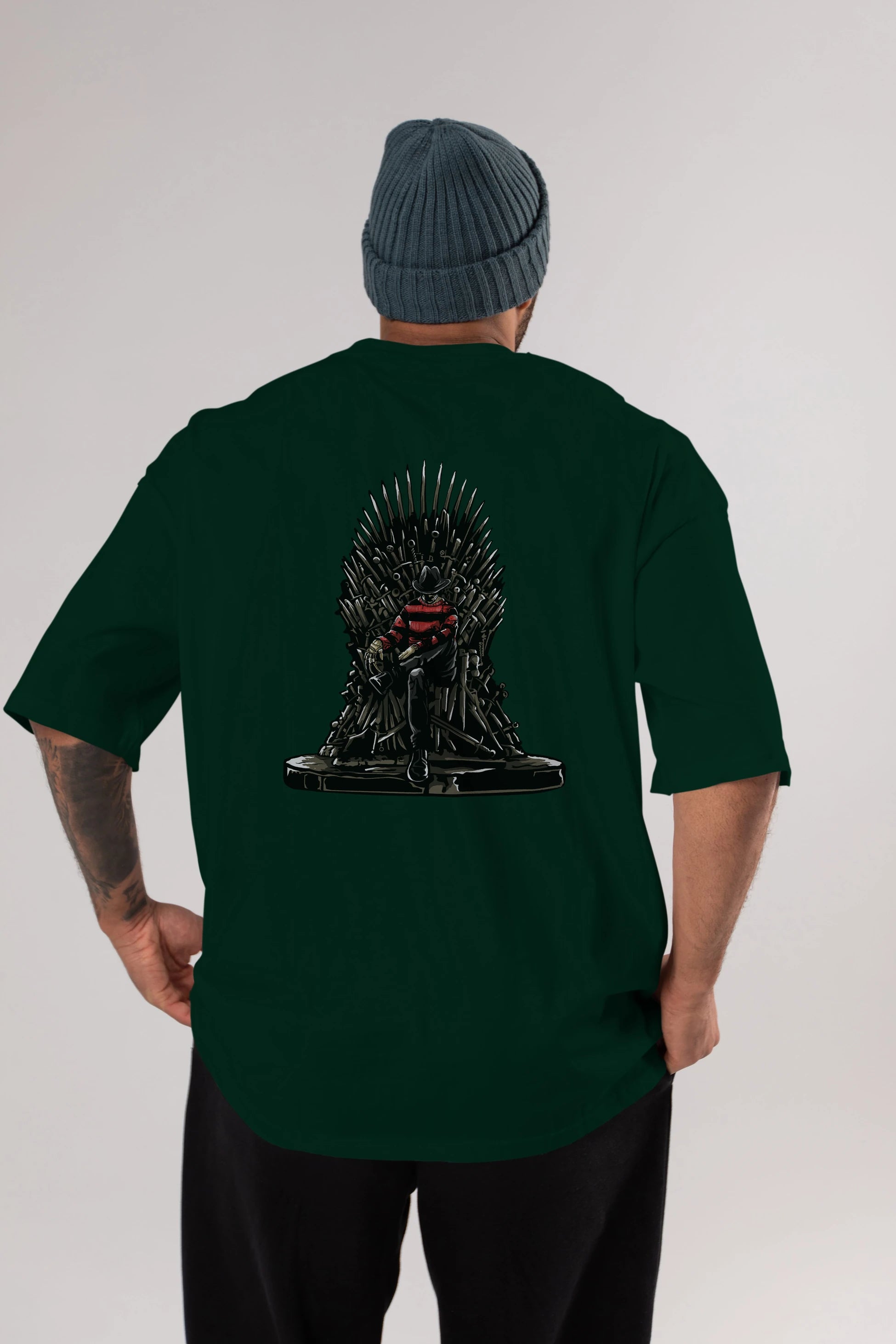 Nightmare Throne Arka Baskılı Oversize t-shirt Erkek Kadın Unisex %100 Pamuk