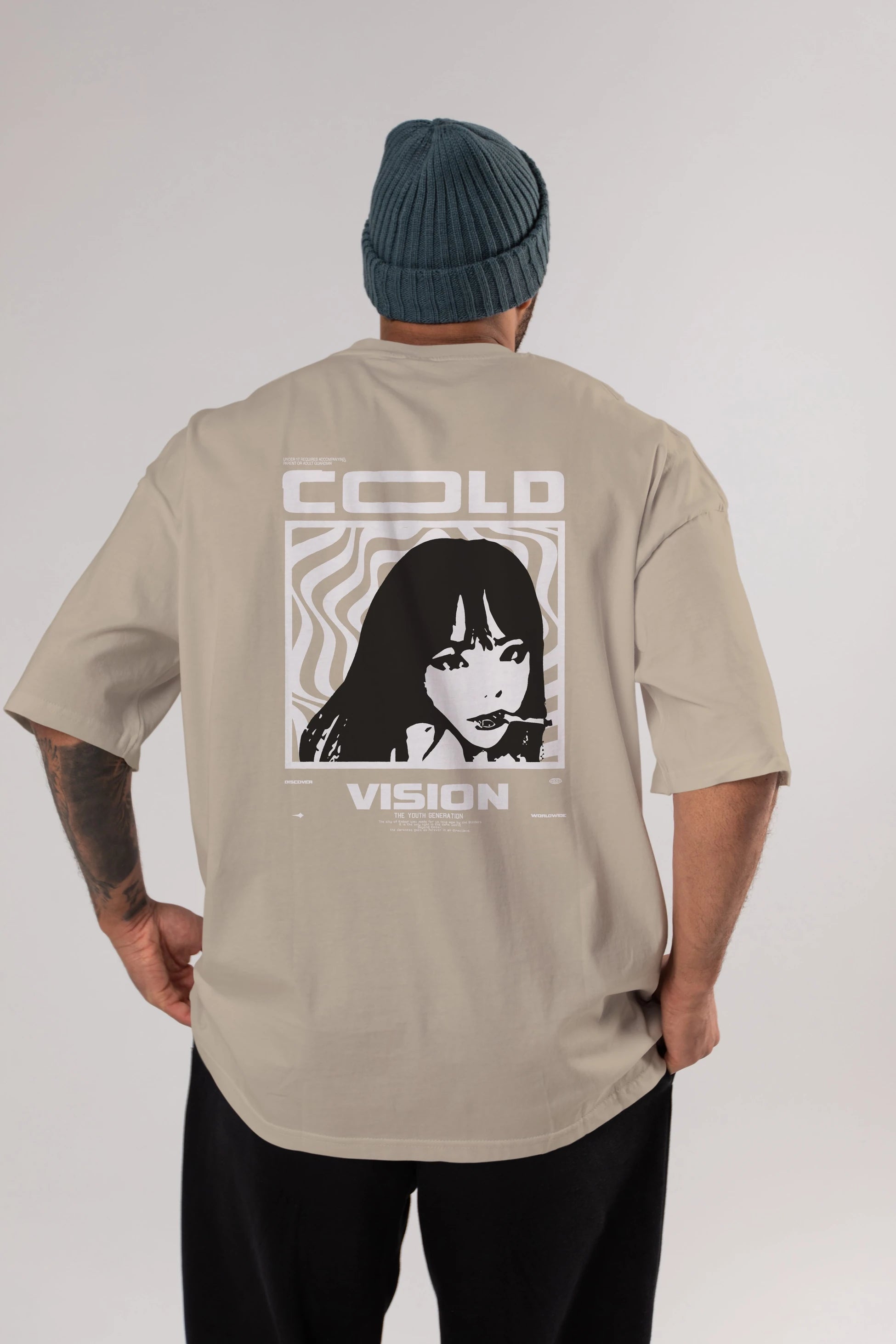 Cold Vision Arka Baskılı Oversize t-shirt Erkek Kadın Unisex