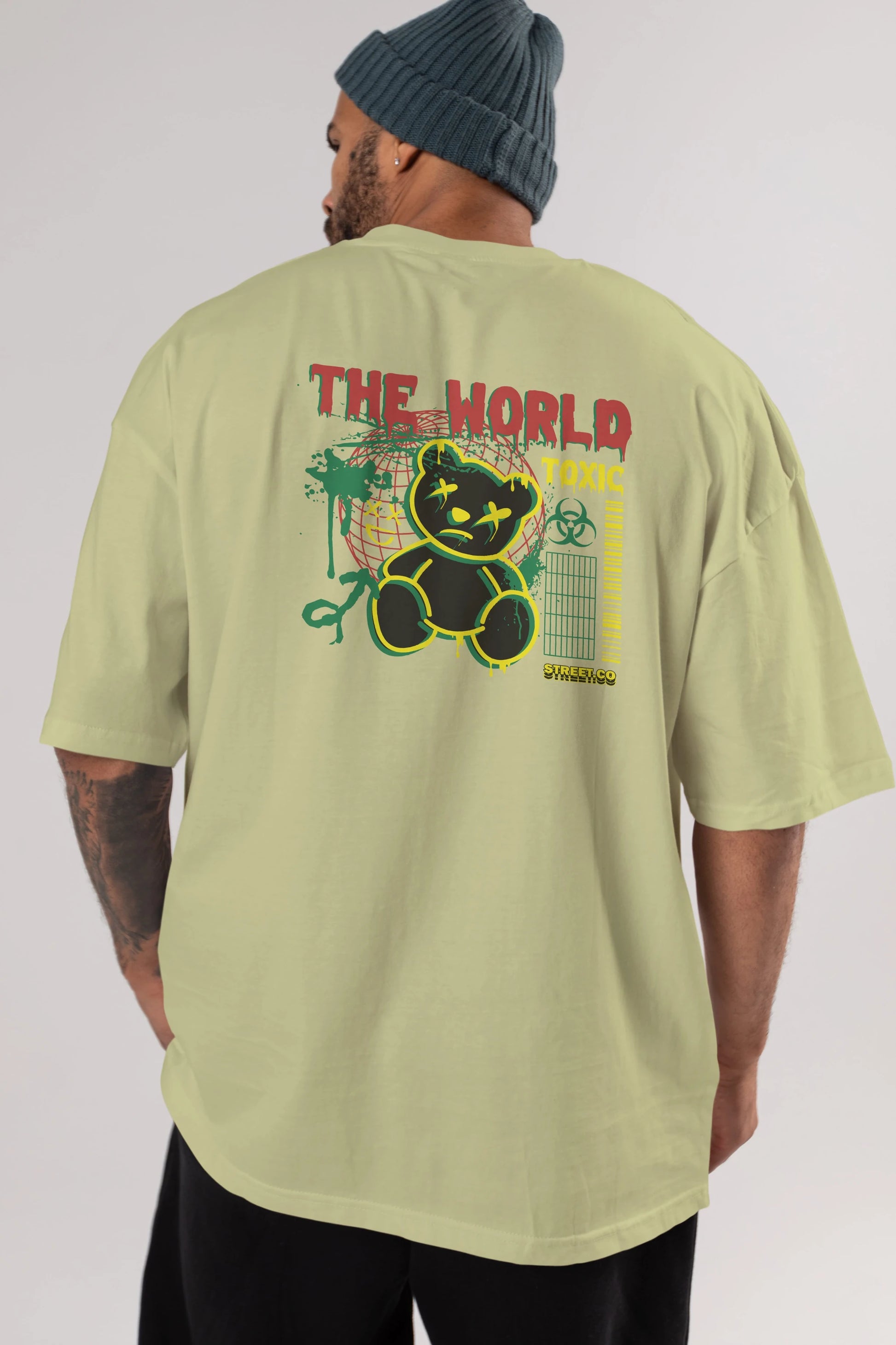 The World Toxic Bear Arka Baskılı Oversize t-shirt Erkek Kadın Unisex