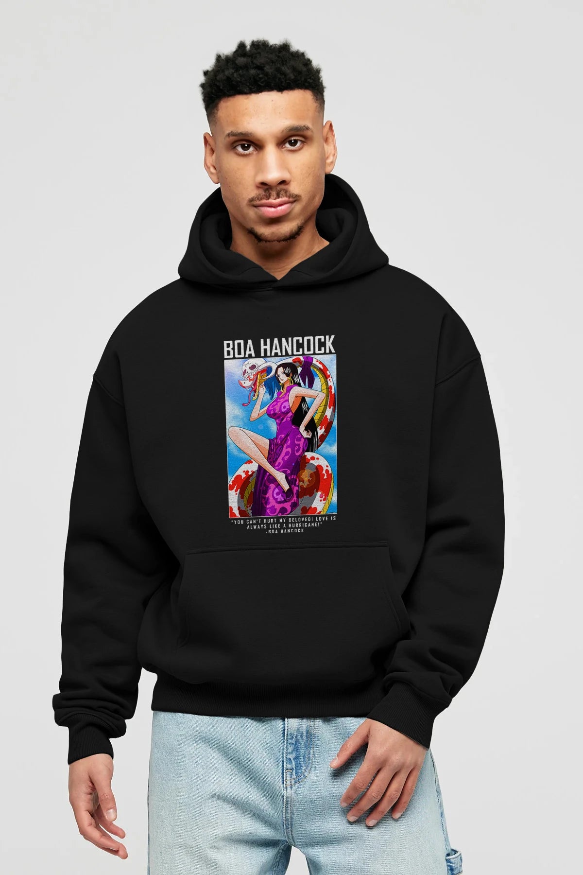 Boa Hancock Anime Ön Baskılı Hoodie Oversize Kapüşonlu Sweatshirt Erkek Kadın Unisex