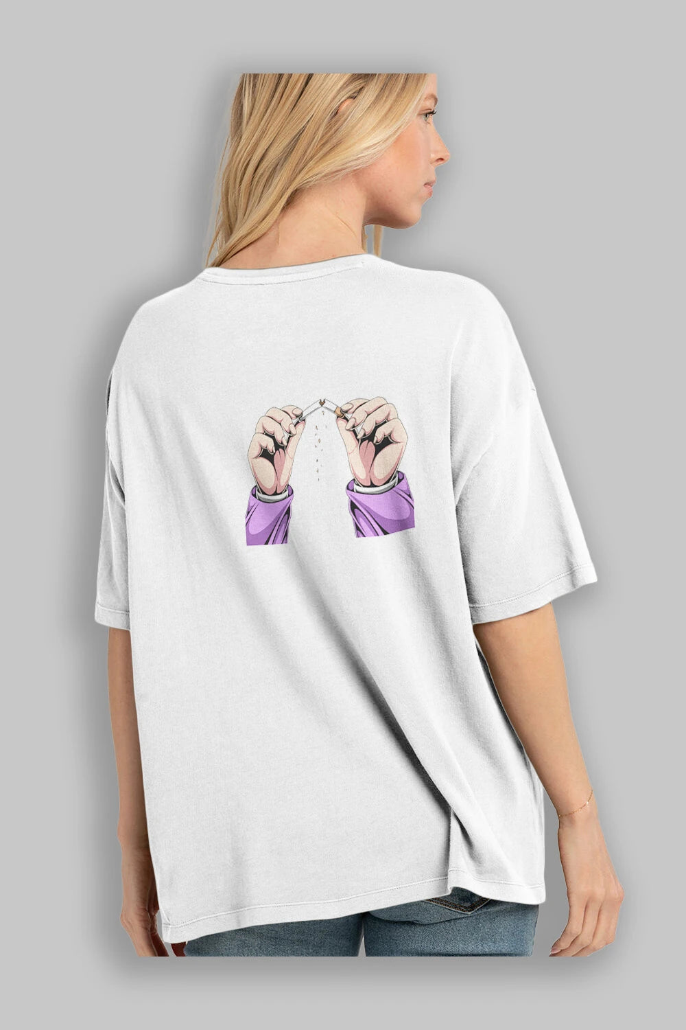 Not Smoke Arka Baskılı Oversize t-shirt Erkek Kadın Unisex