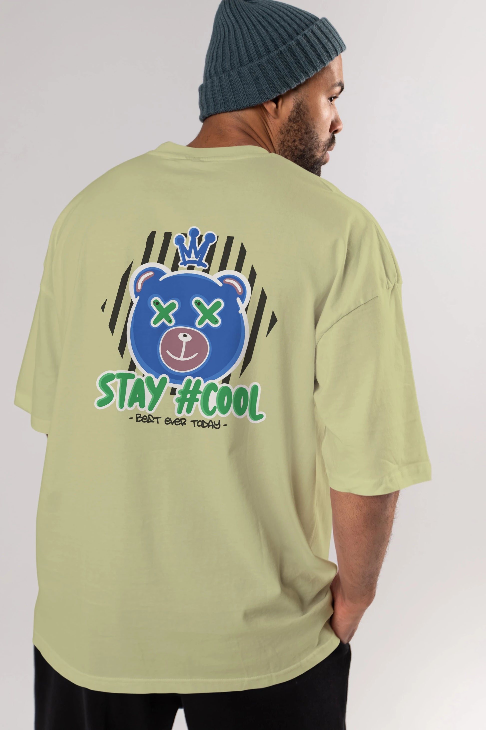 Stay Cool Bear Arka Baskılı Oversize t-shirt Erkek Kadın Unisex