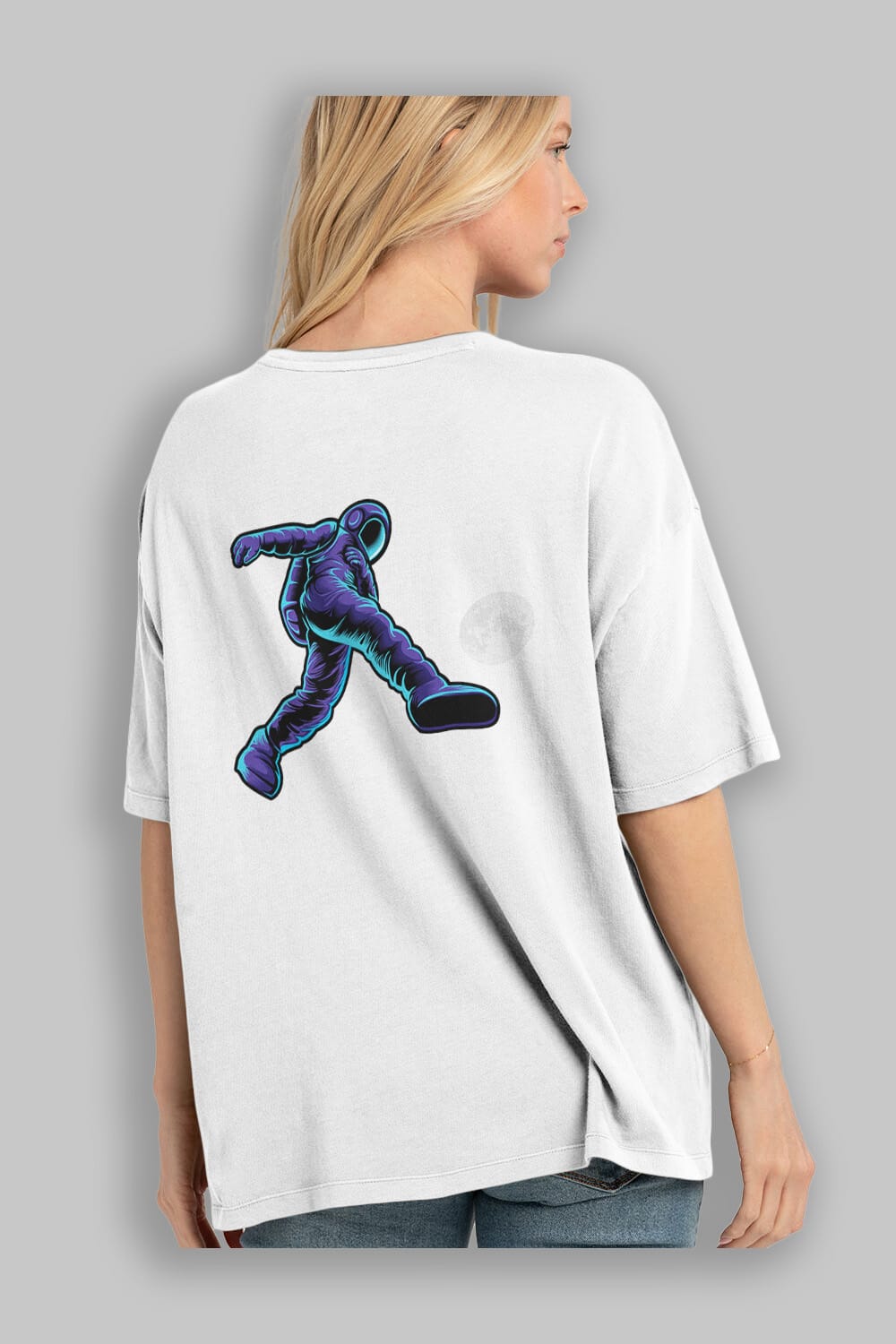 Astroball in Space Arka Baskılı Oversize t-shirt Erkek Kadın Unisex