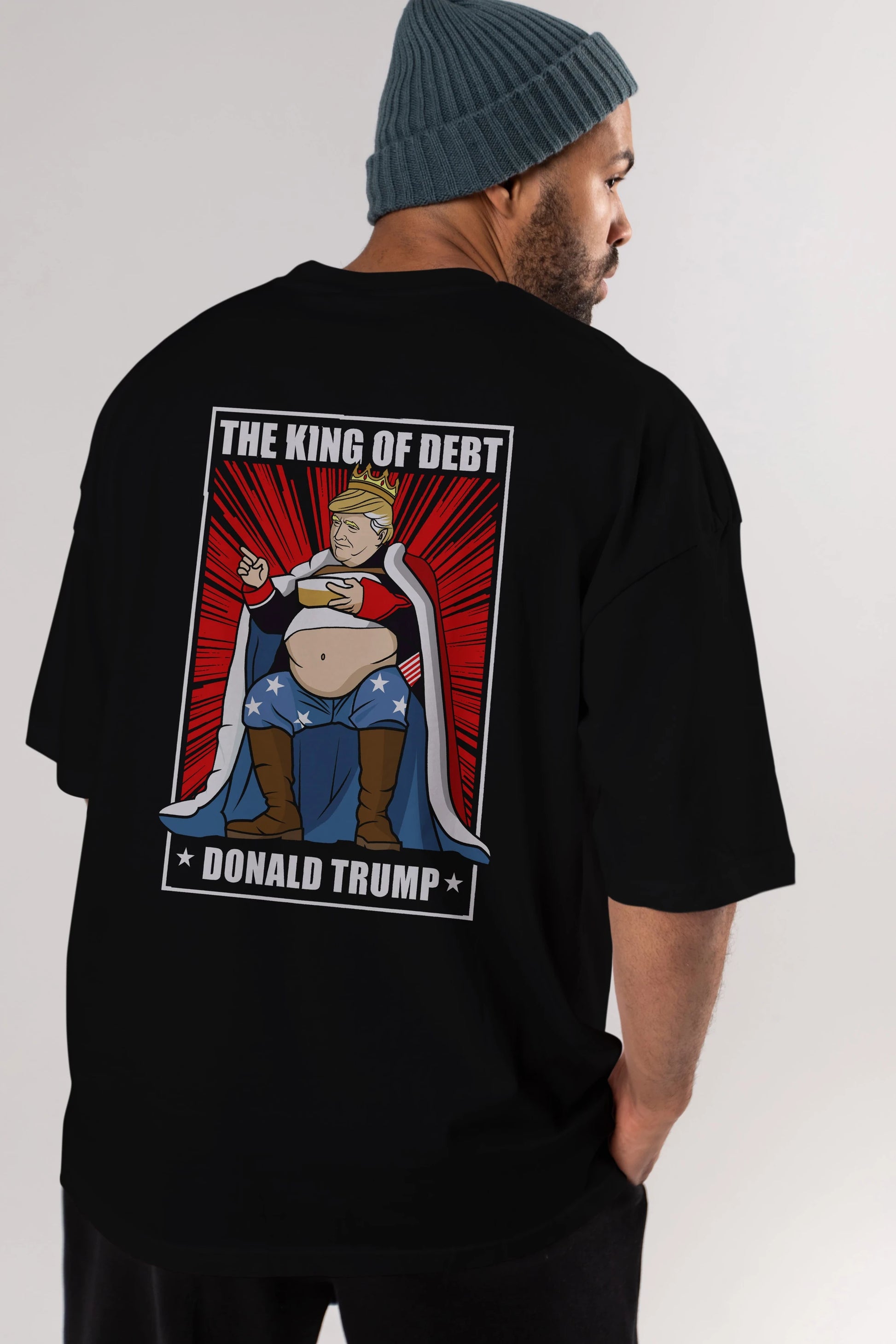 Trump King Arka Baskılı Oversize t-shirt Erkek Kadın Unisex %100 Pamuk tişort