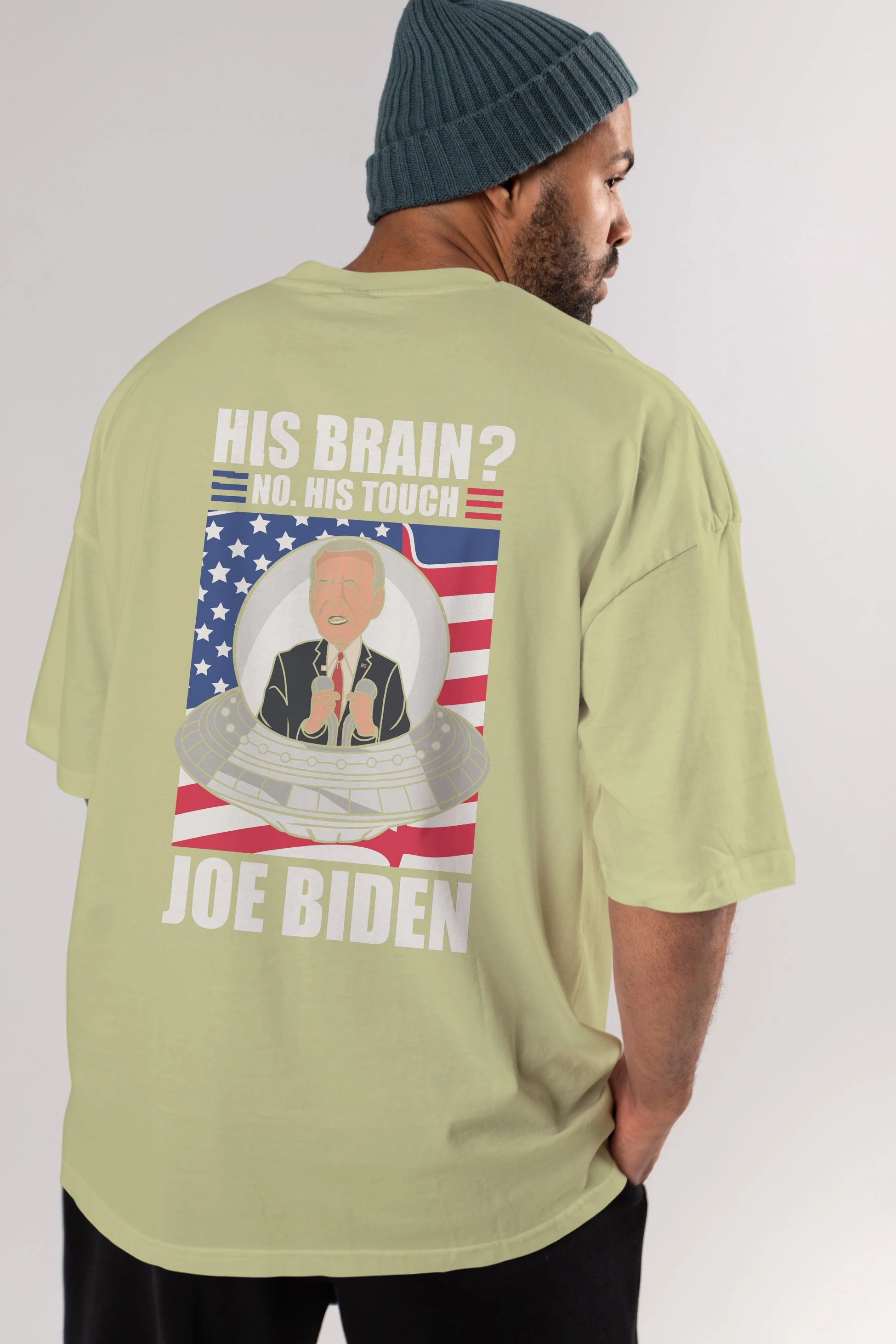 Alien Biden Arka Baskılı Oversize t-shirt Erkek Kadın Unisex %100 Pamuk tişort