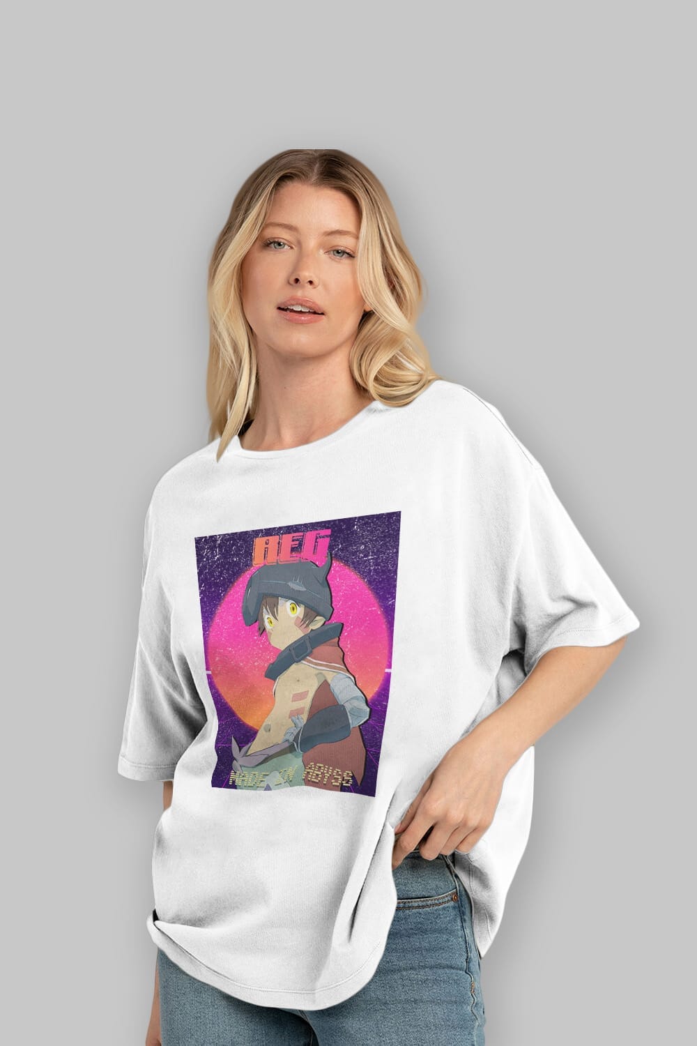 Reg 7 Anime Ön Baskılı Oversize t-shirt %100 pamuk Erkek Kadın Unisex