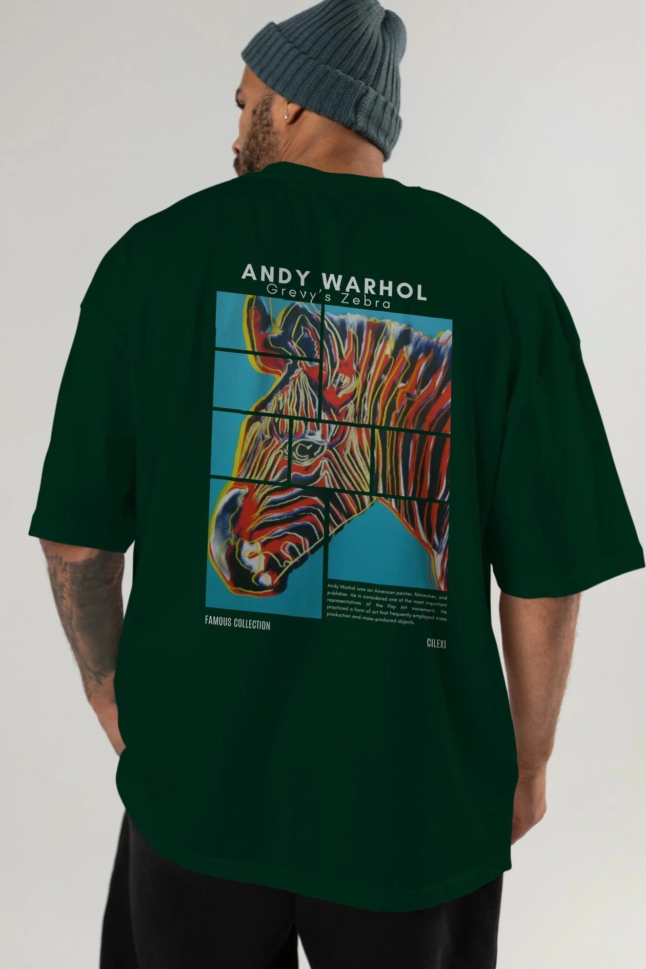 Andy Warhol Arka Baskılı Oversize t-shirt Erkek Kadın Bisiklet Yaka Pamuk tişort