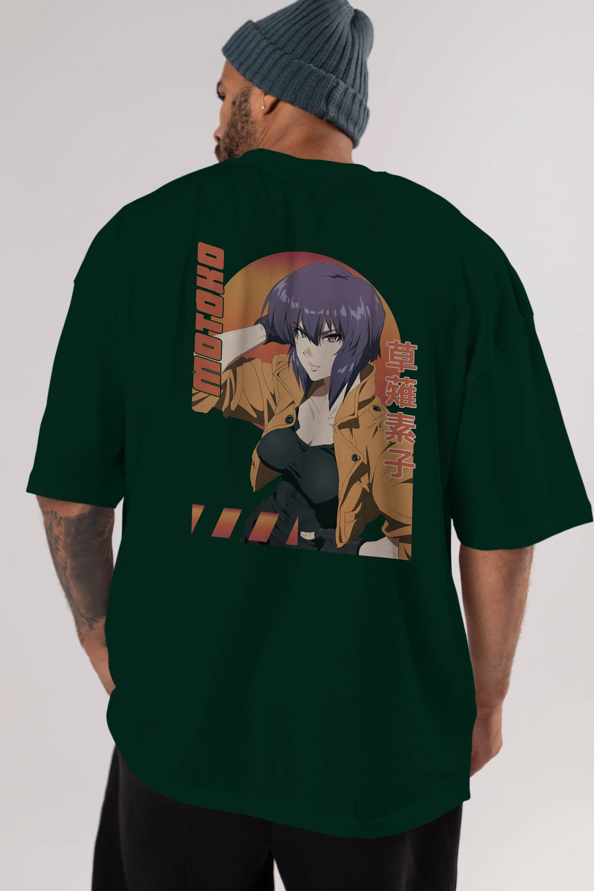 Motoko Kusanagi 9 Anime Arka Baskılı Oversize t-shirt Erkek Kadın Unisex