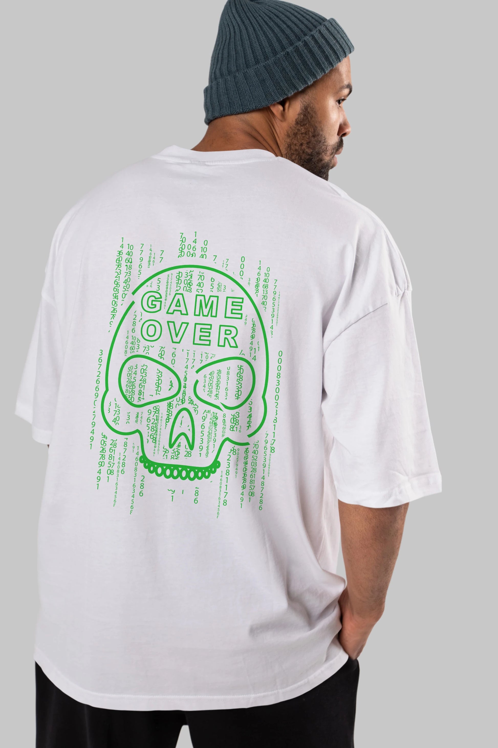 Game Over Arka Baskılı Oversize t-shirt Erkek Kadın Unisex