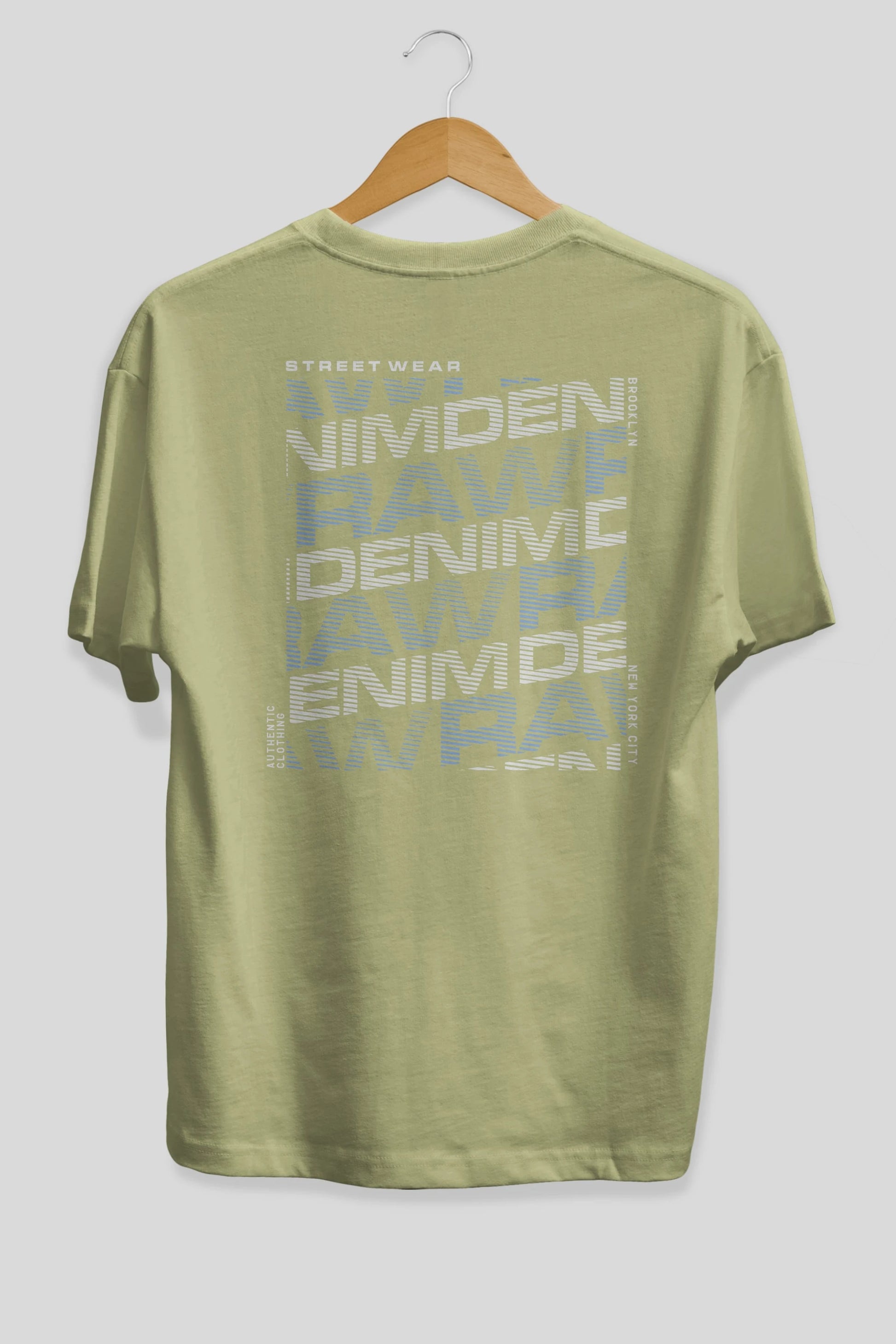 Raw Denim Arka Baskılı Oversize t-shirt Erkek Kadın Unisex