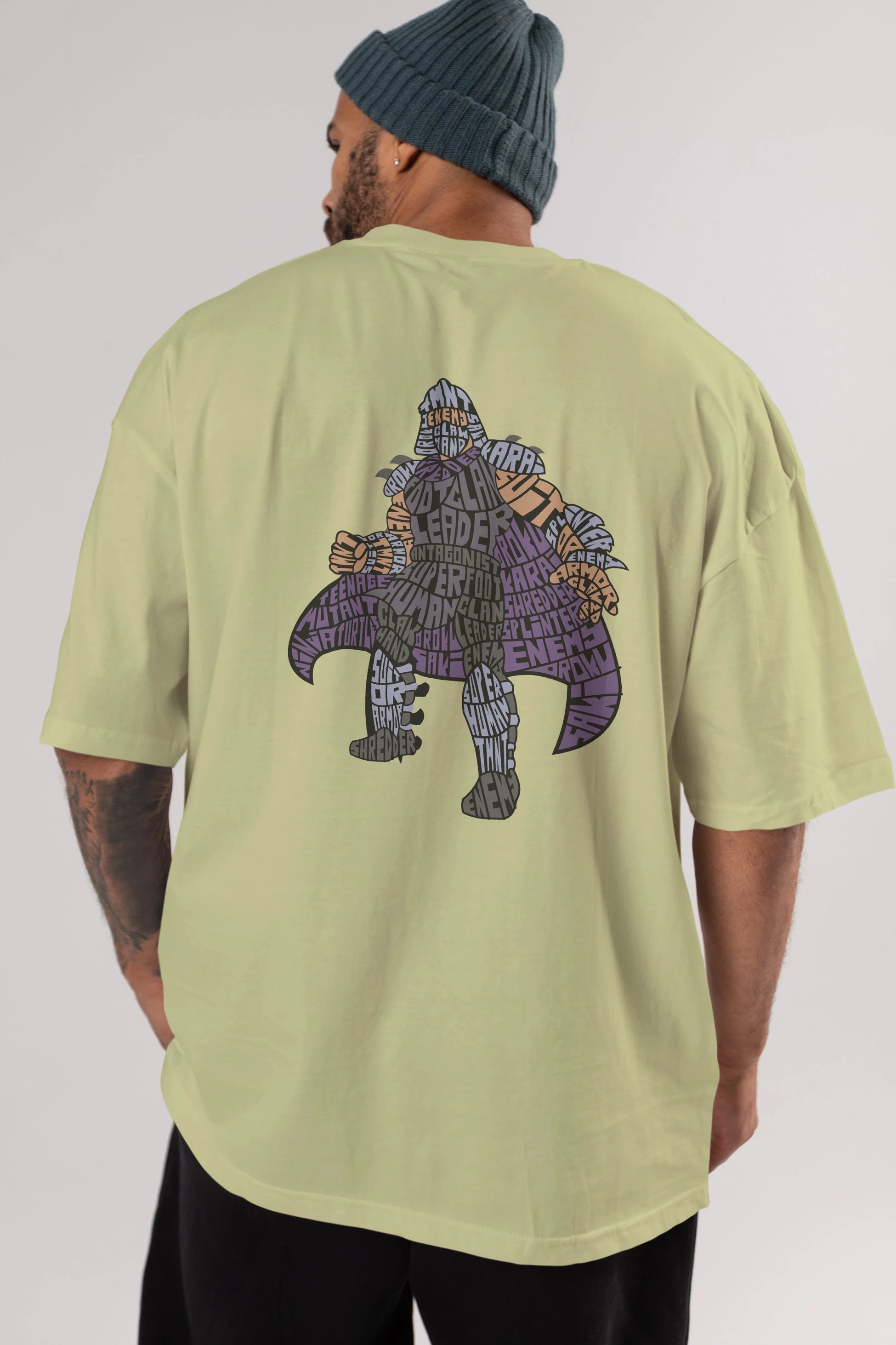 Foot Clan Leader Arka Baskılı Oversize t-shirt %100 pamuk Erkek Kadın Unisex