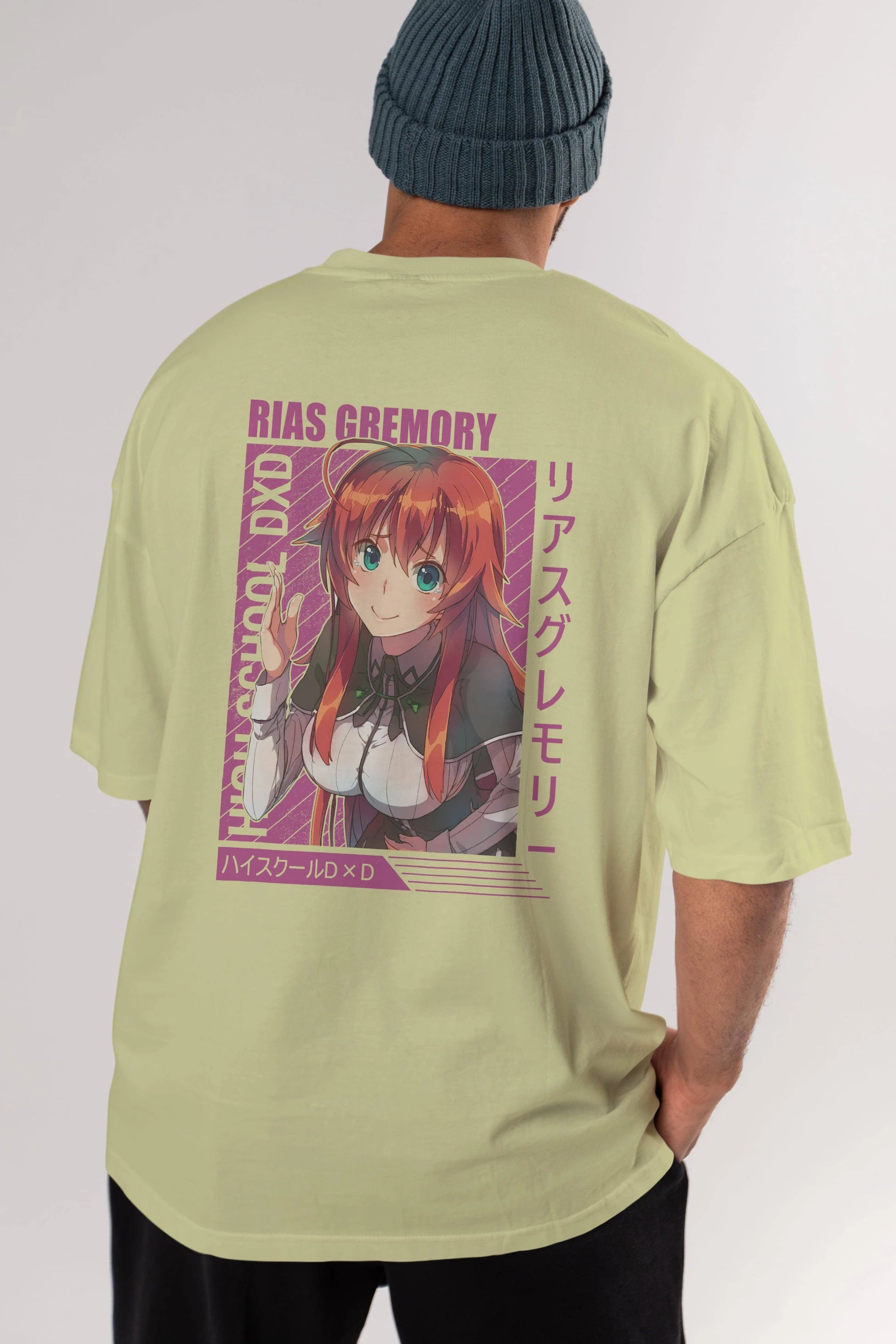 Rias Gremory 10 Anime Arka Baskılı Oversize t-shirt Erkek Kadın Unisex