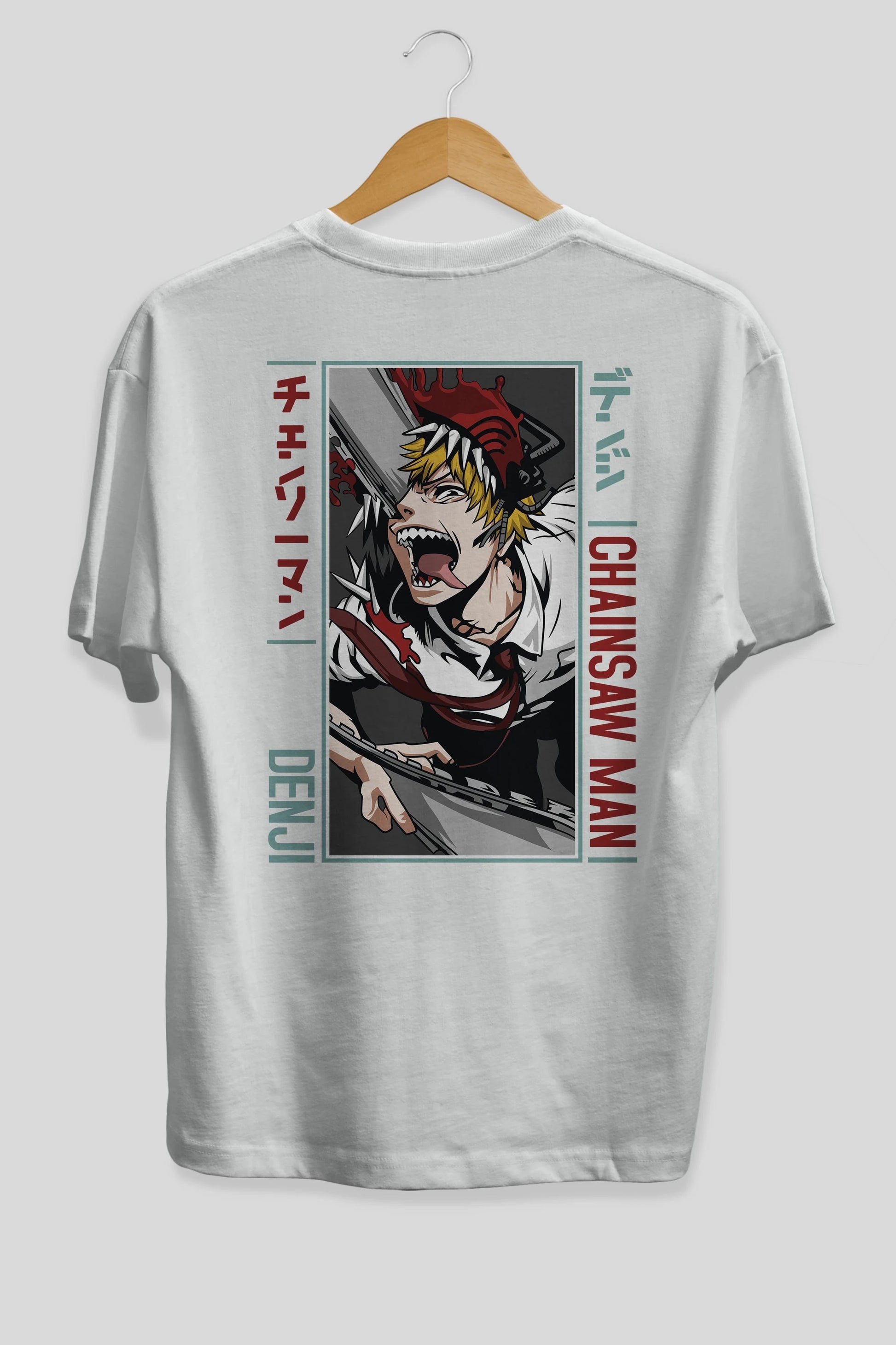 Denji Chainsaw Man Anime Arka Baskılı Oversize t-shirt Erkek Kadın Unisex