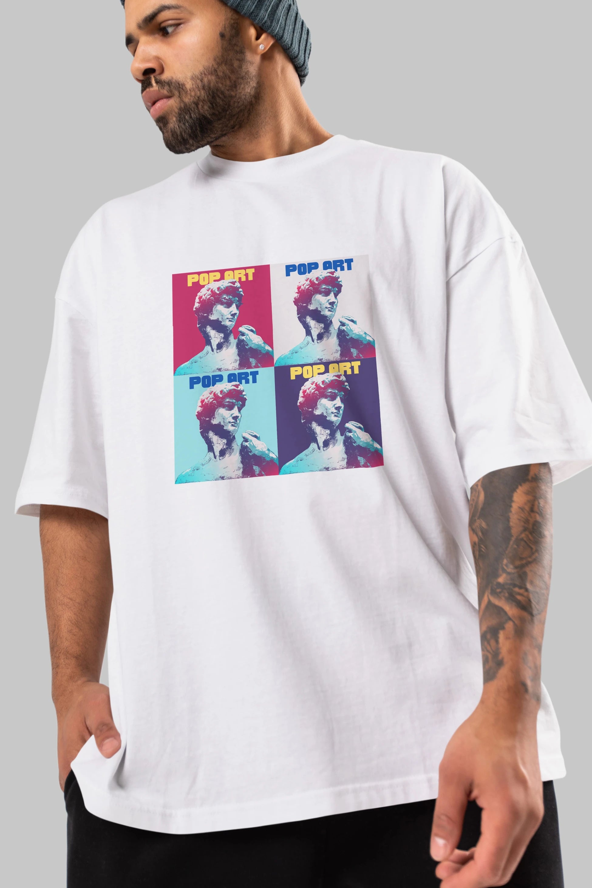 Creative Pop Art Ön Baskılı Oversize t-shirt Erkek Kadın Unisex