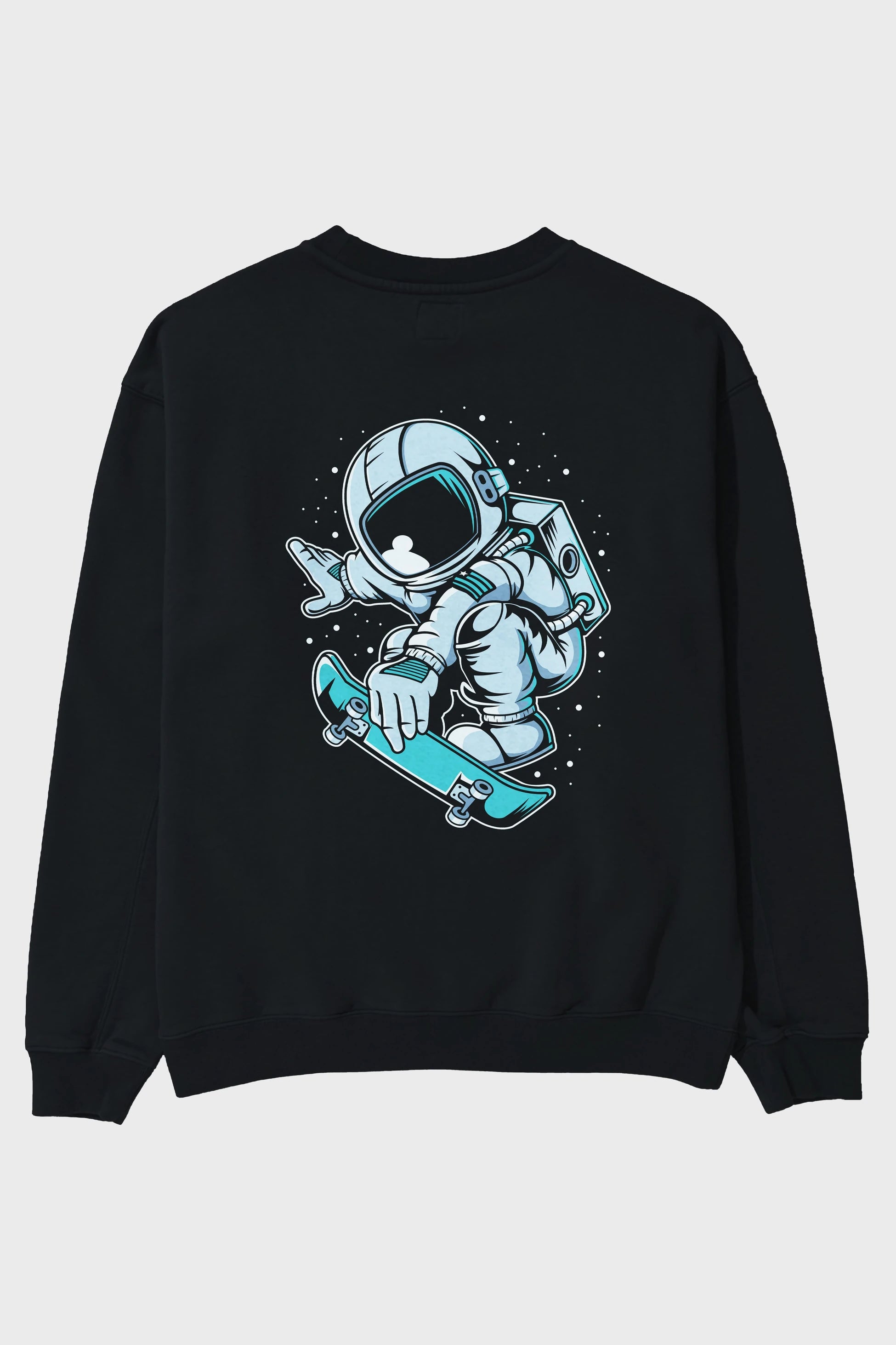 Astronaut Skateboard Jump Arka Baskılı Oversize Sweatshirt Erkek Kadın Unisex