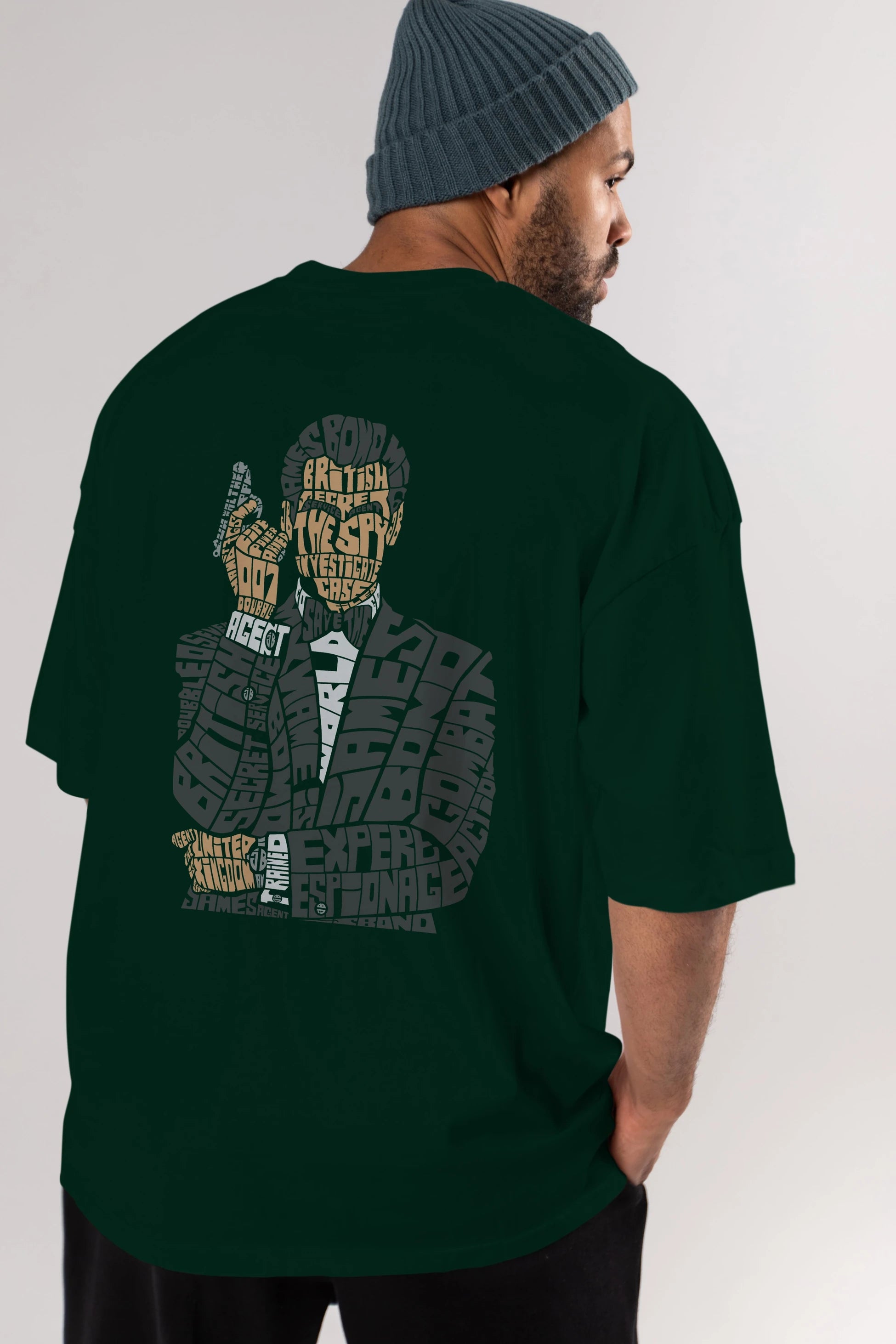 James Bond Arka Baskılı Oversize t-shirt %100 pamuk Erkek Kadın Unisex