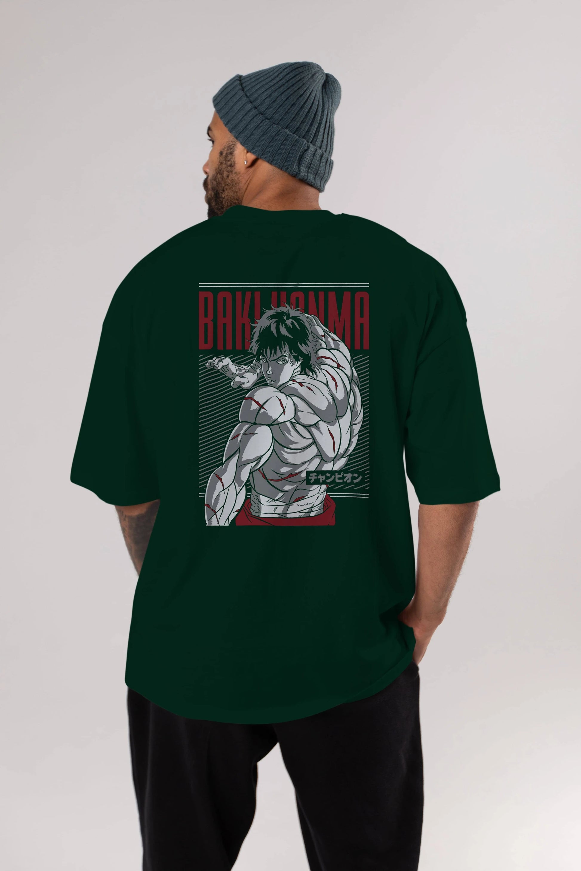 BAKI HANMA Anime Arka Baskılı Oversize t-shirt Erkek Kadın Unisex