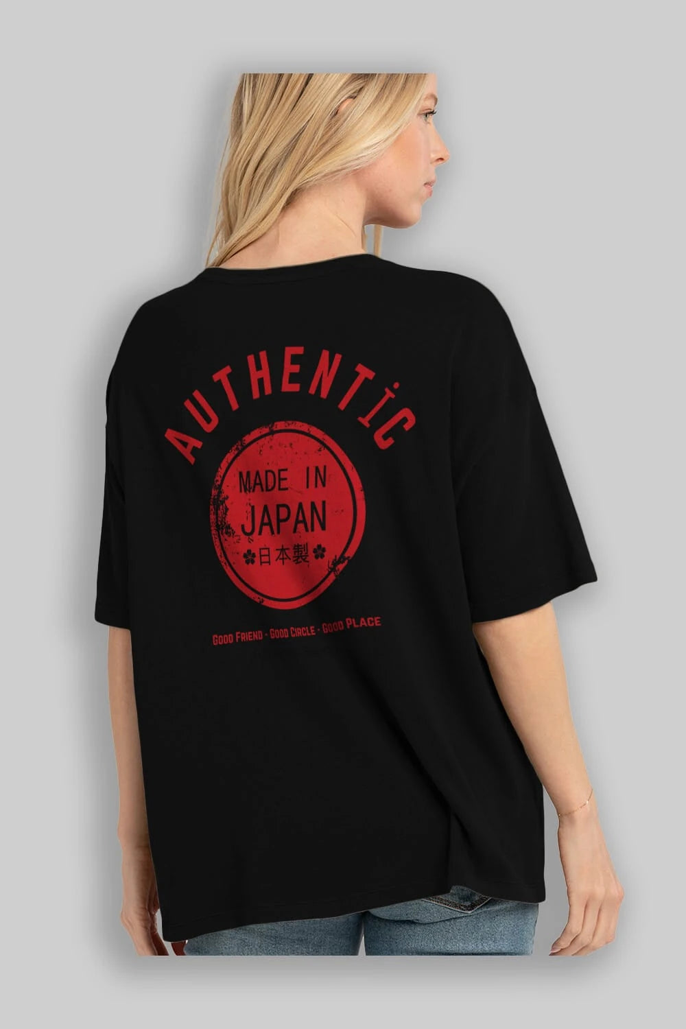 Authentic Japan Style Arka Baskılı Oversize t-shirt Erkek Kadın Unisex