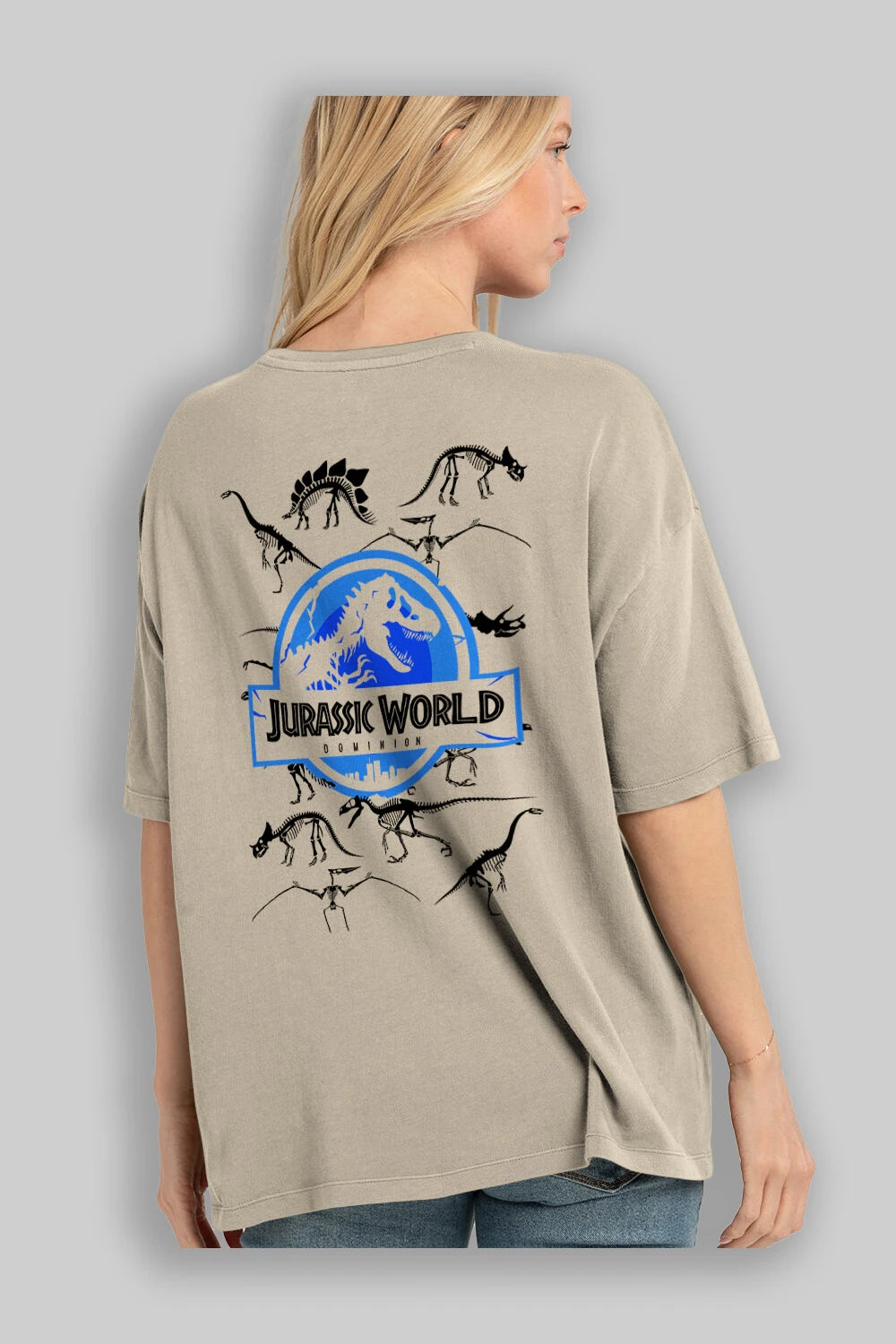 Jurassic Park (5) Arka Baskılı Oversize t-shirt Erkek Kadın Unisex %100 Pamuk Bisiklet Yaka tişort