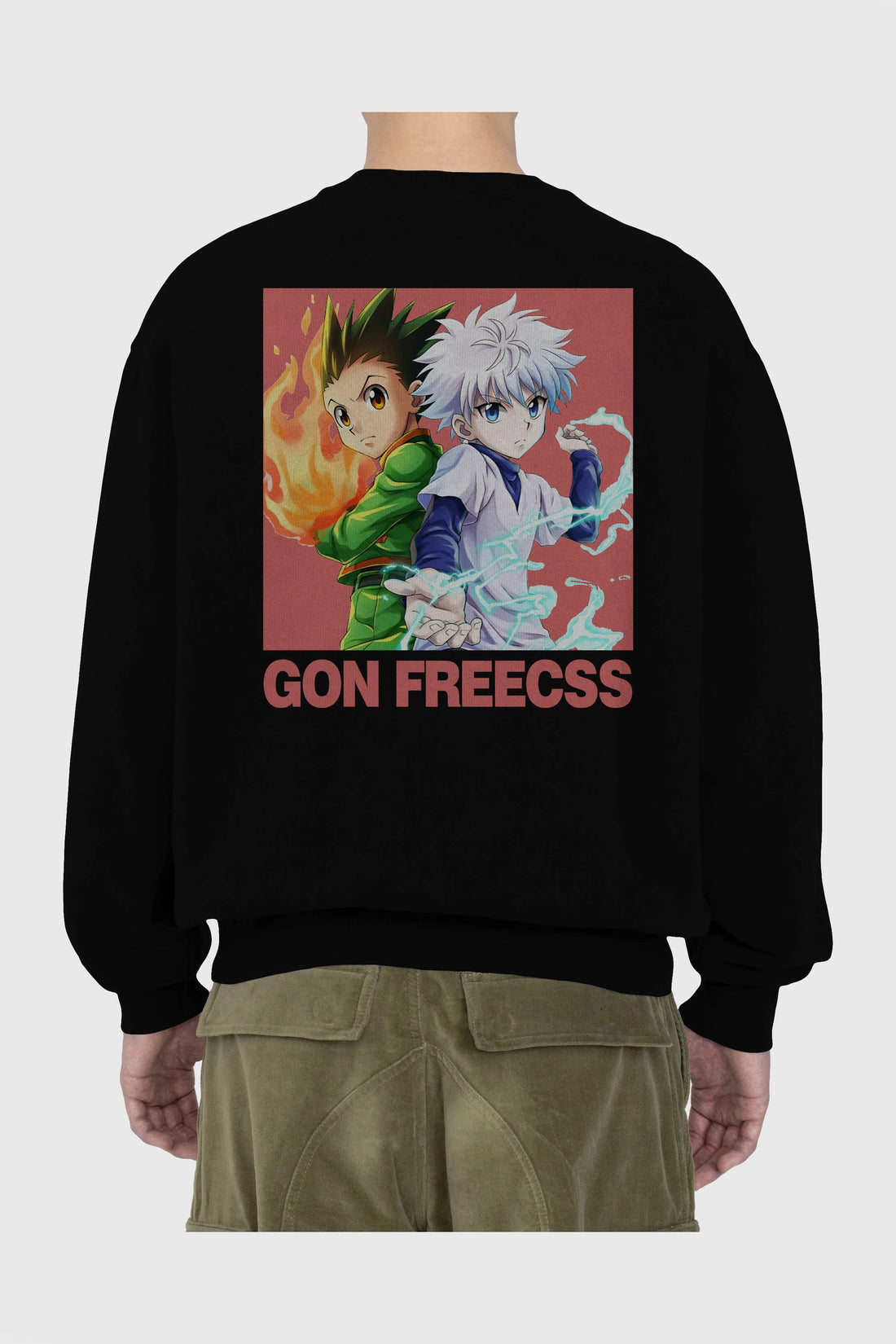 Gon Freecss HUNTER X HUNTER 4 Anime Arka Baskılı Oversize Sweatshirt Erkek Kadın Unisex