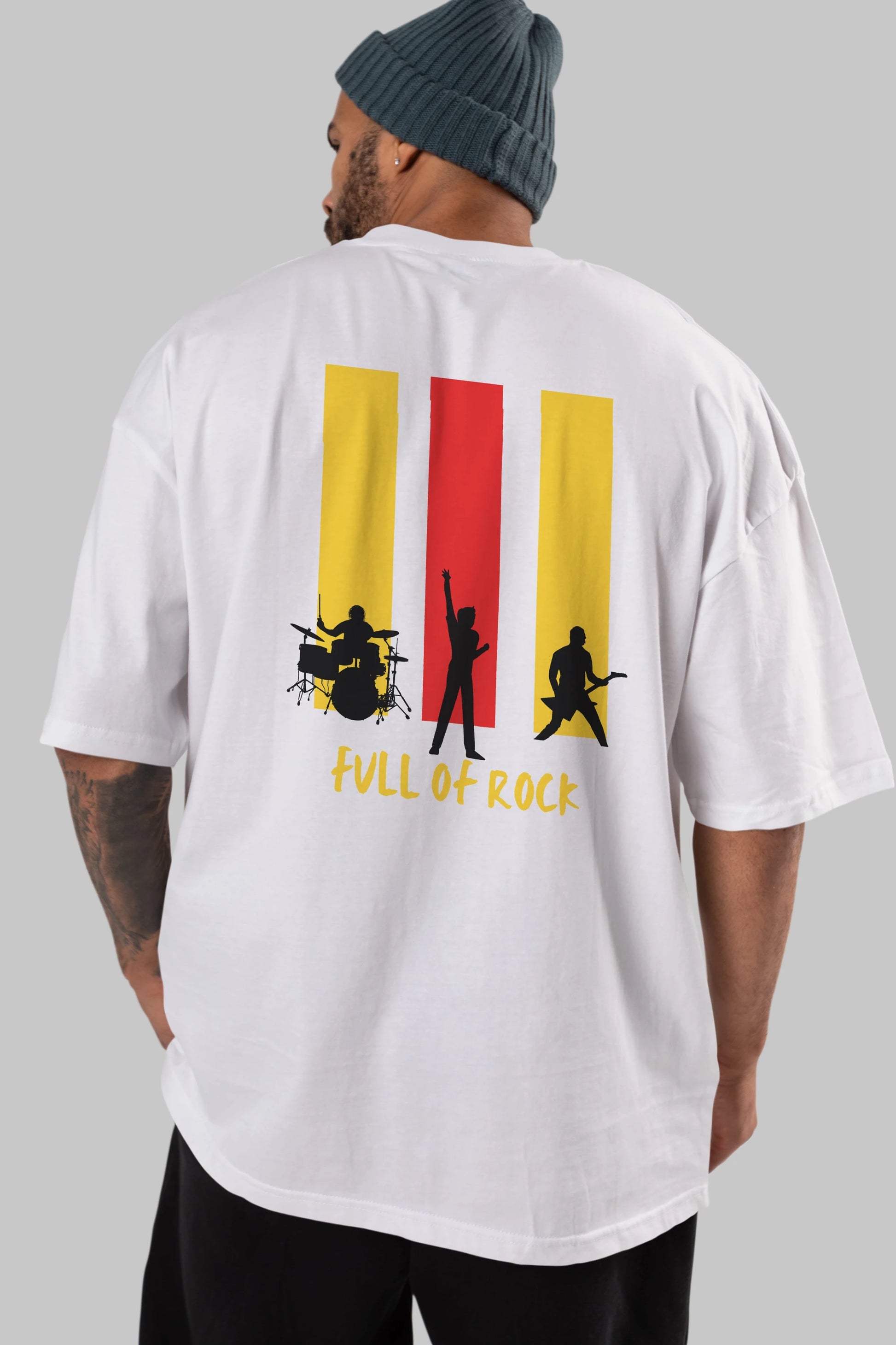 Full of Rock Yazılı Arka Baskılı Oversize t-shirt Erkek Kadın Unisex