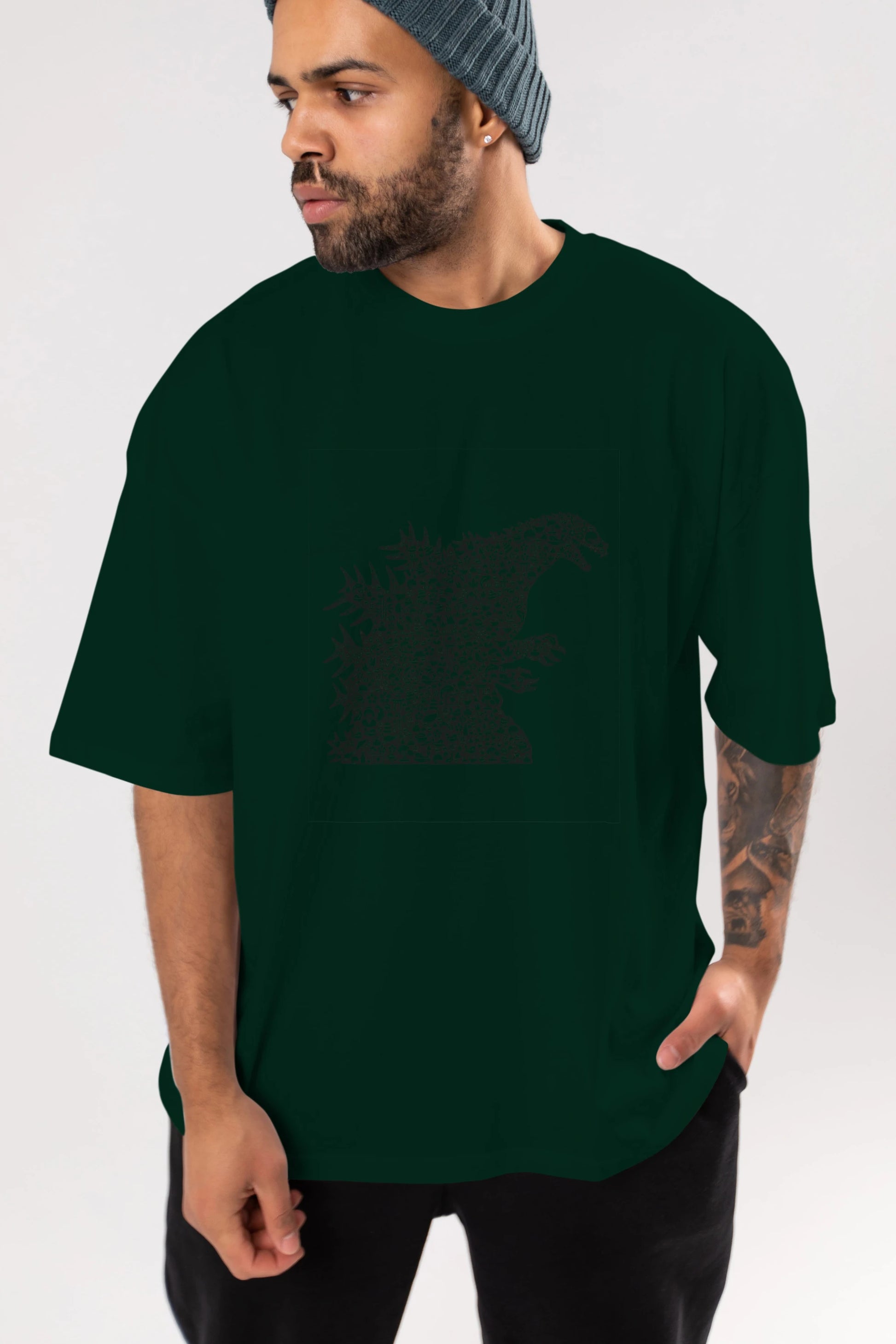 Godzilla Ön Baskılı Oversize t-shirt %100 pamuk Erkek Kadın Unisex