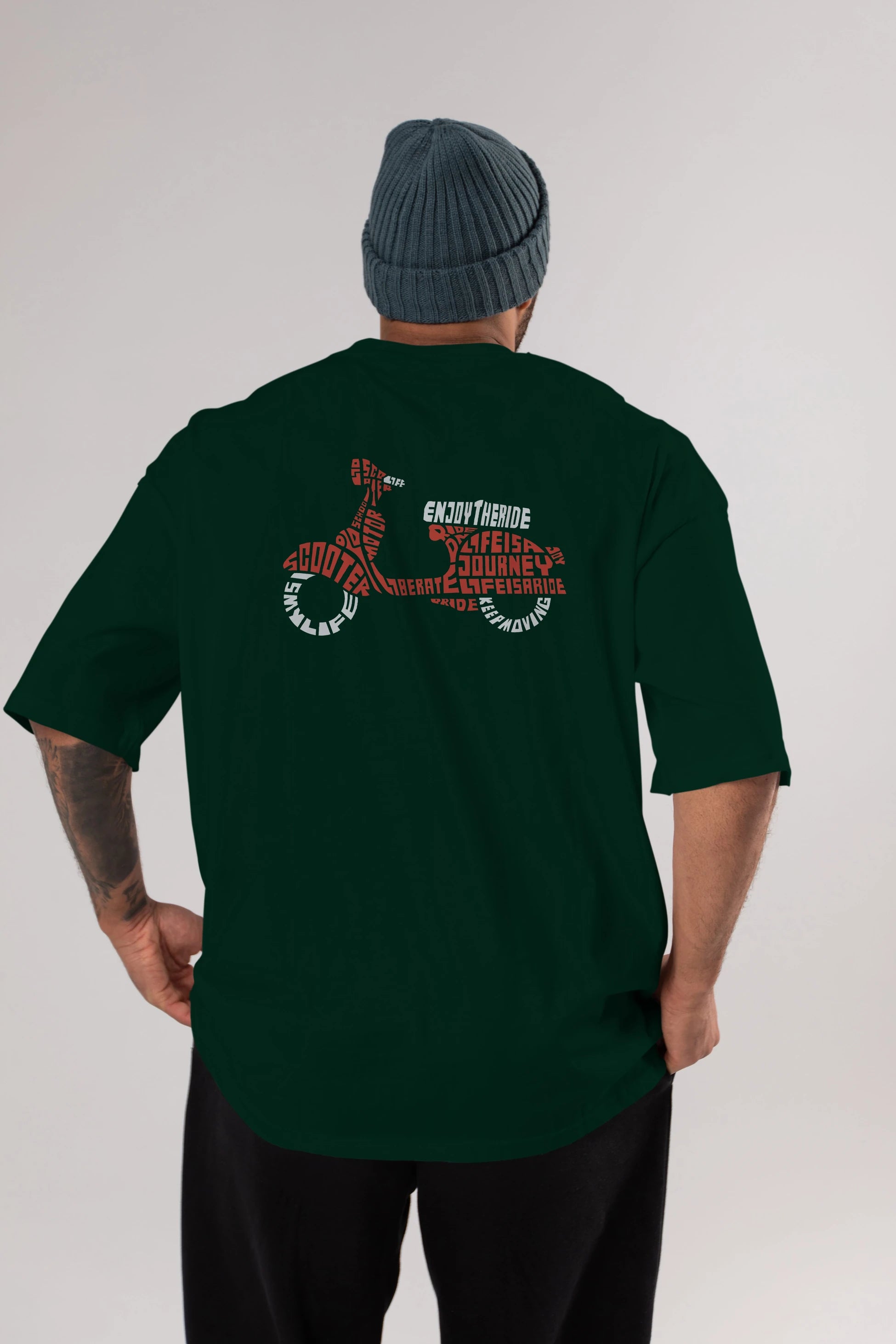 Enjoy The Ride Arka Baskılı Oversize t-shirt %100 pamuk Erkek Kadın Unisex