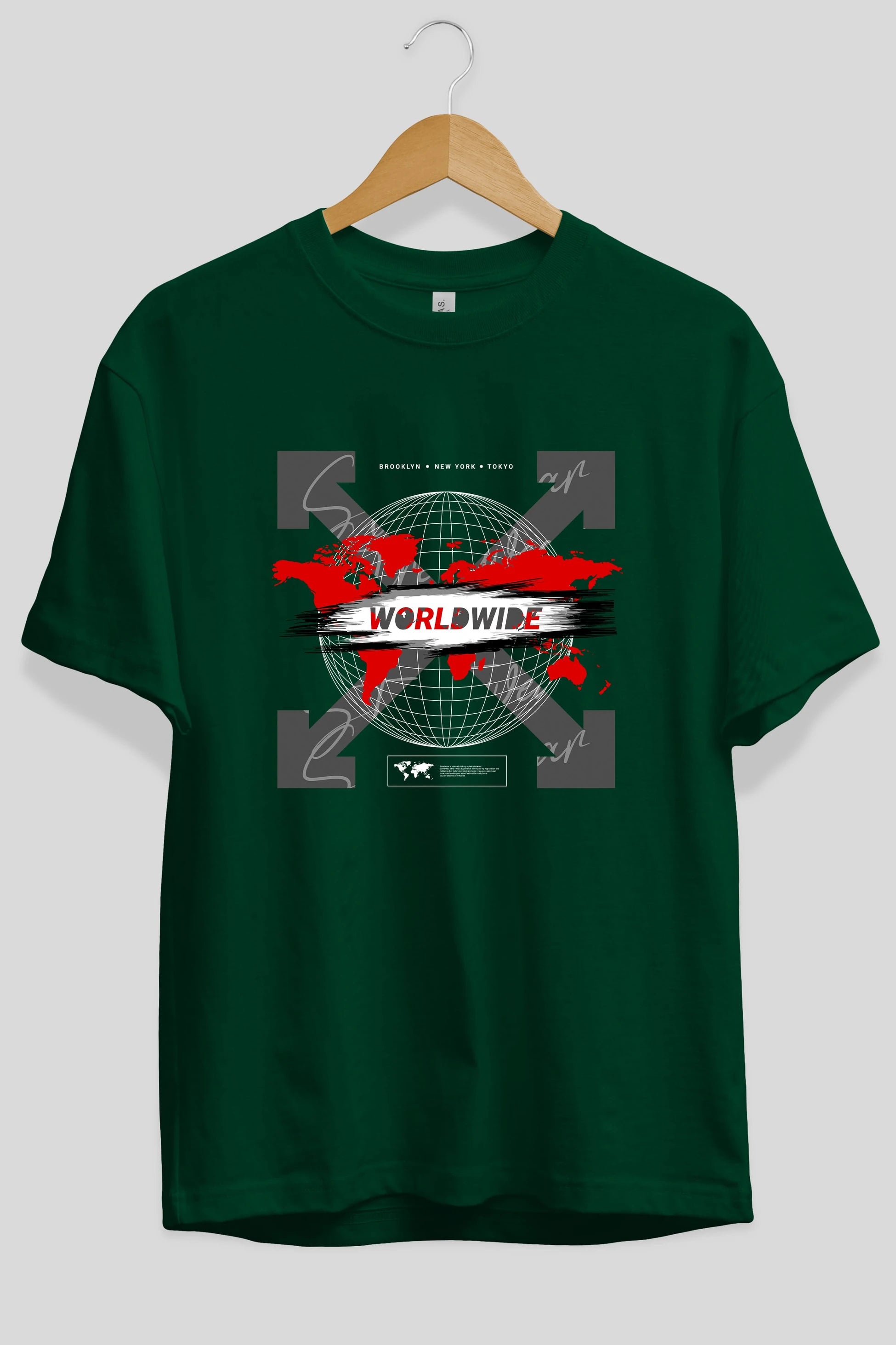 Worldwide Style Ön Baskılı Oversize t-shirt Erkek Kadın Unisex