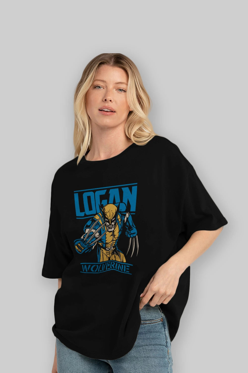 Wolverine Logan Ön Baskılı Oversize t-shirt Erkek Kadın Unisex %100 Pamuk Bisiklet Yaka tişort