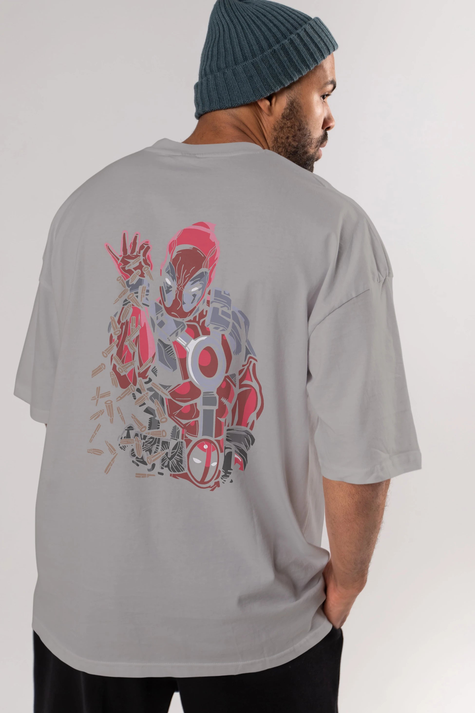 Deadpool (2) Arka Baskılı Oversize t-shirt Erkek Kadın Unisex %100 Pamuk Bisiklet Yaka tişort