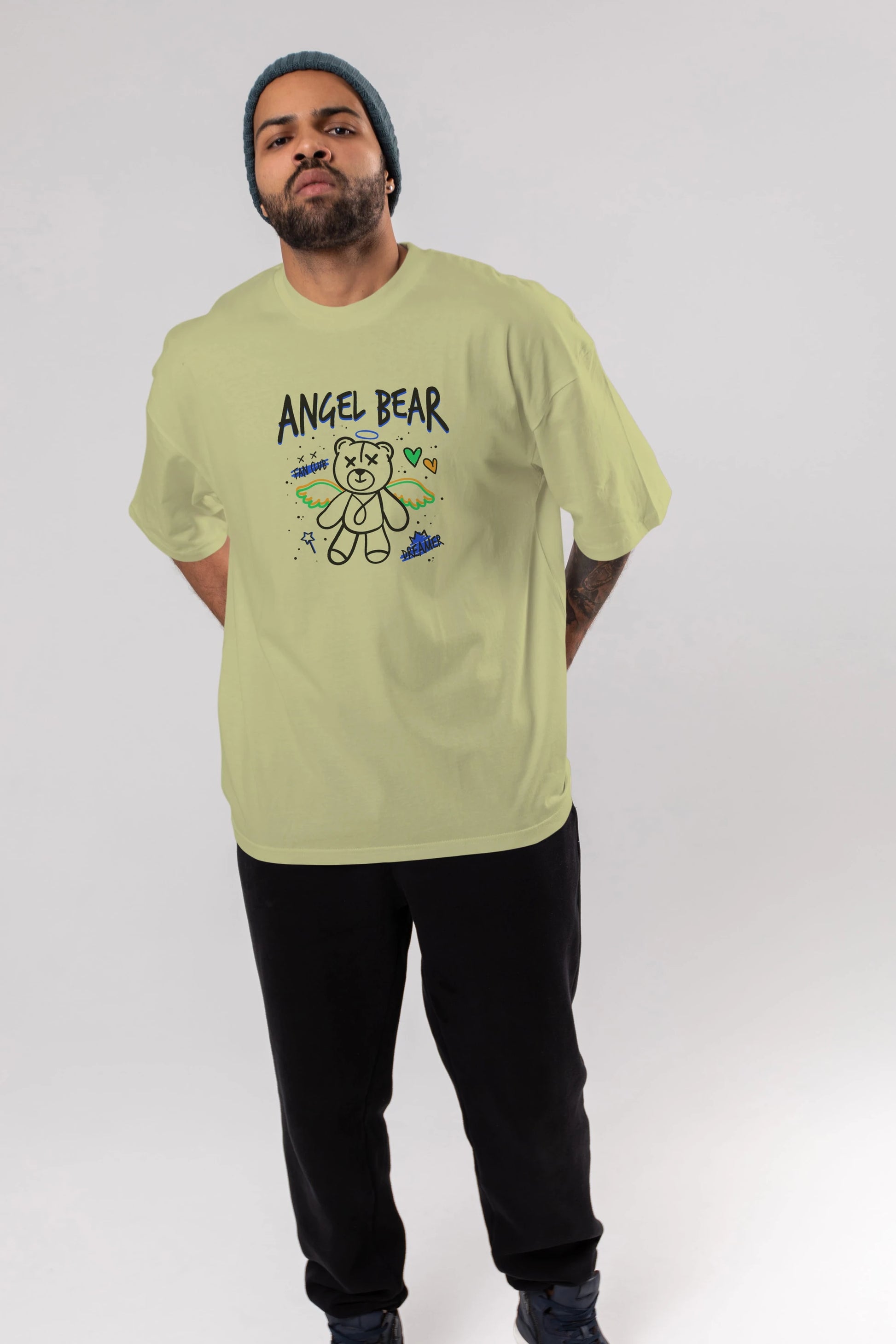 Angel Bear Ön Baskılı Oversize t-shirt Erkek Kadın Unisex