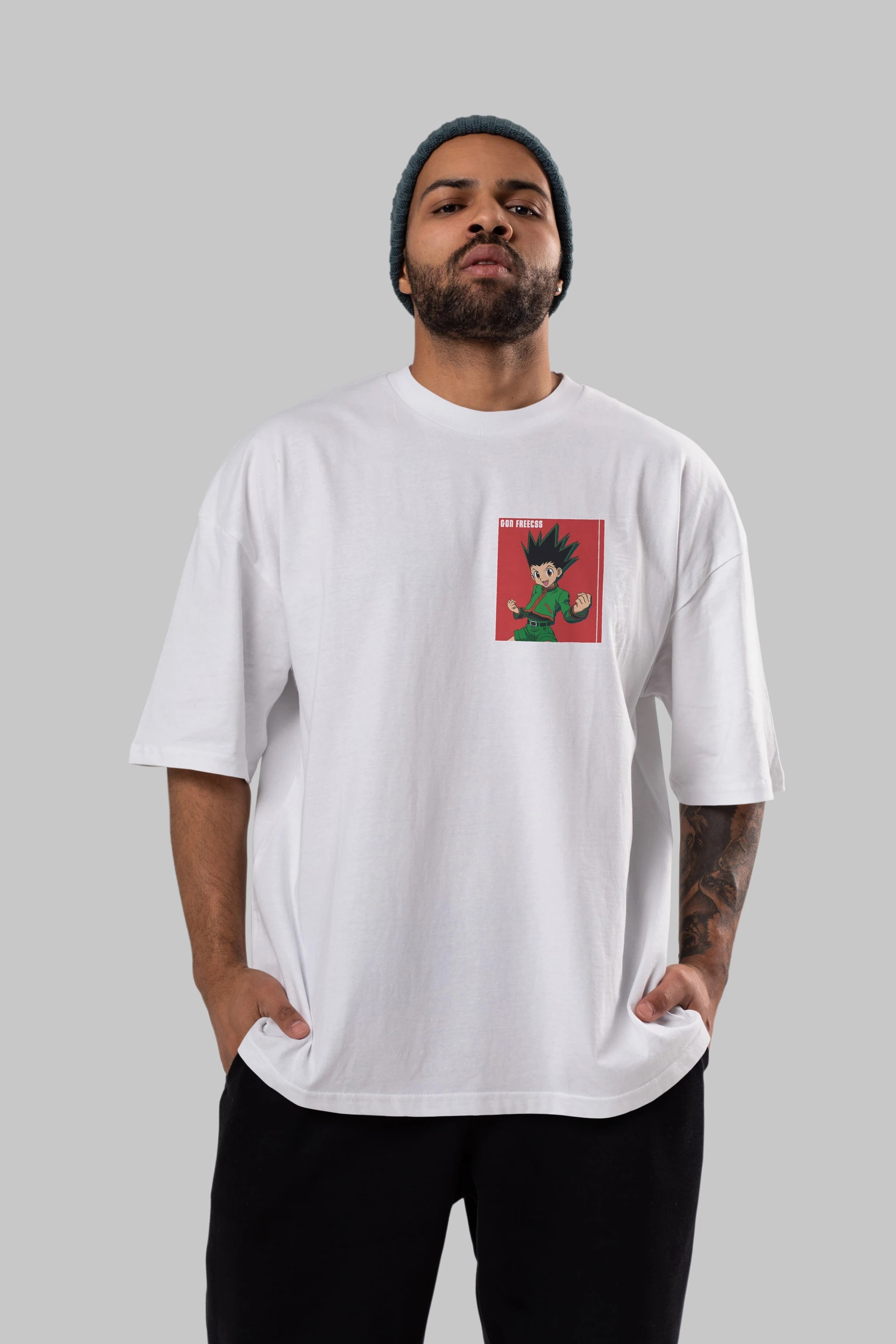 Gon Freecss HUNTER X HUNTER 5 Ön Sol Baskılı Oversize t-shirt Erkek Kadın Unisex %100 Pamuk Bisiklet Yaka tişort