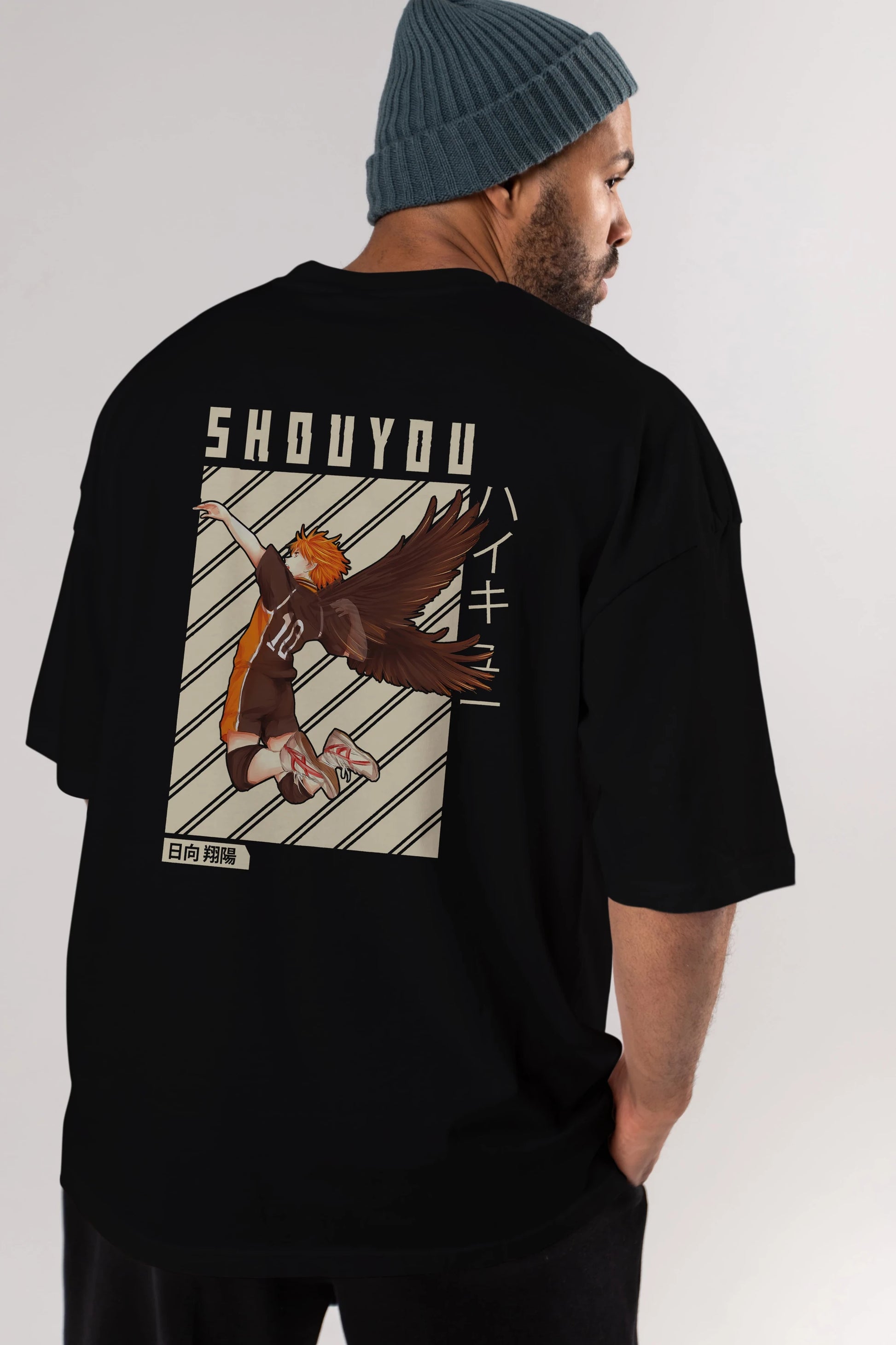 Shouyou Hinata 3 Anime Arka Baskılı Oversize t-shirt Erkek Kadın Unisex