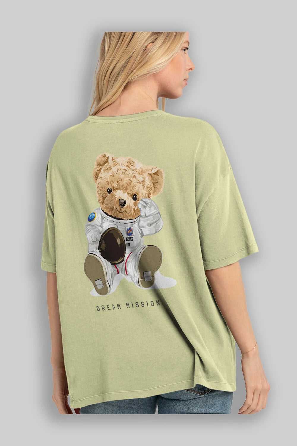 Teddy Bear Asrtonot Arka Baskılı Oversize t-shirt Erkek Kadın Unisex %100 Pamuk