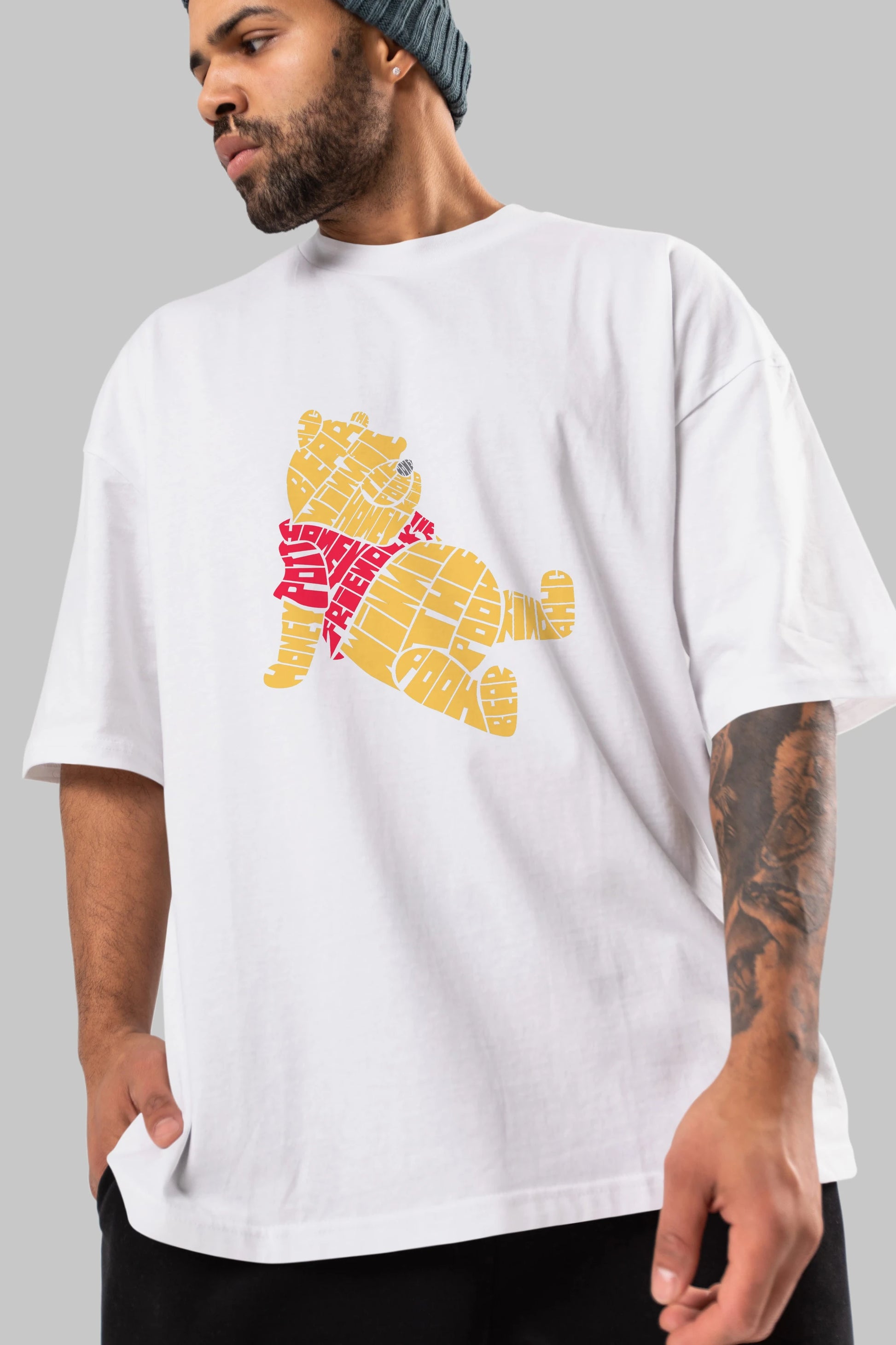 Winnie The Pooh Ön Baskılı Oversize t-shirt %100 pamuk Erkek Kadın Unisex