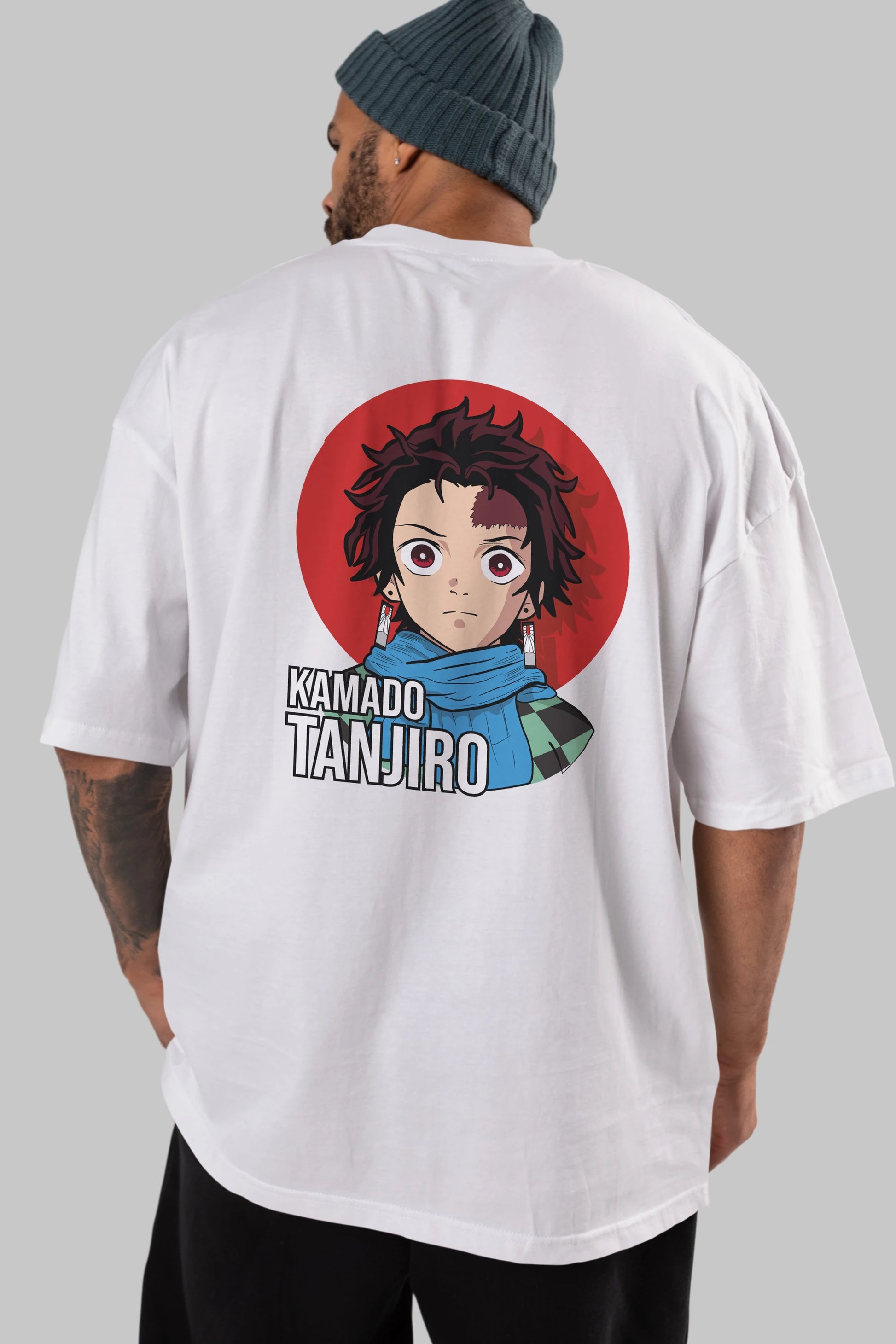 TANJIRO KAMADO Anime Arka Baskılı Oversize t-shirt Erkek Kadın Unisex