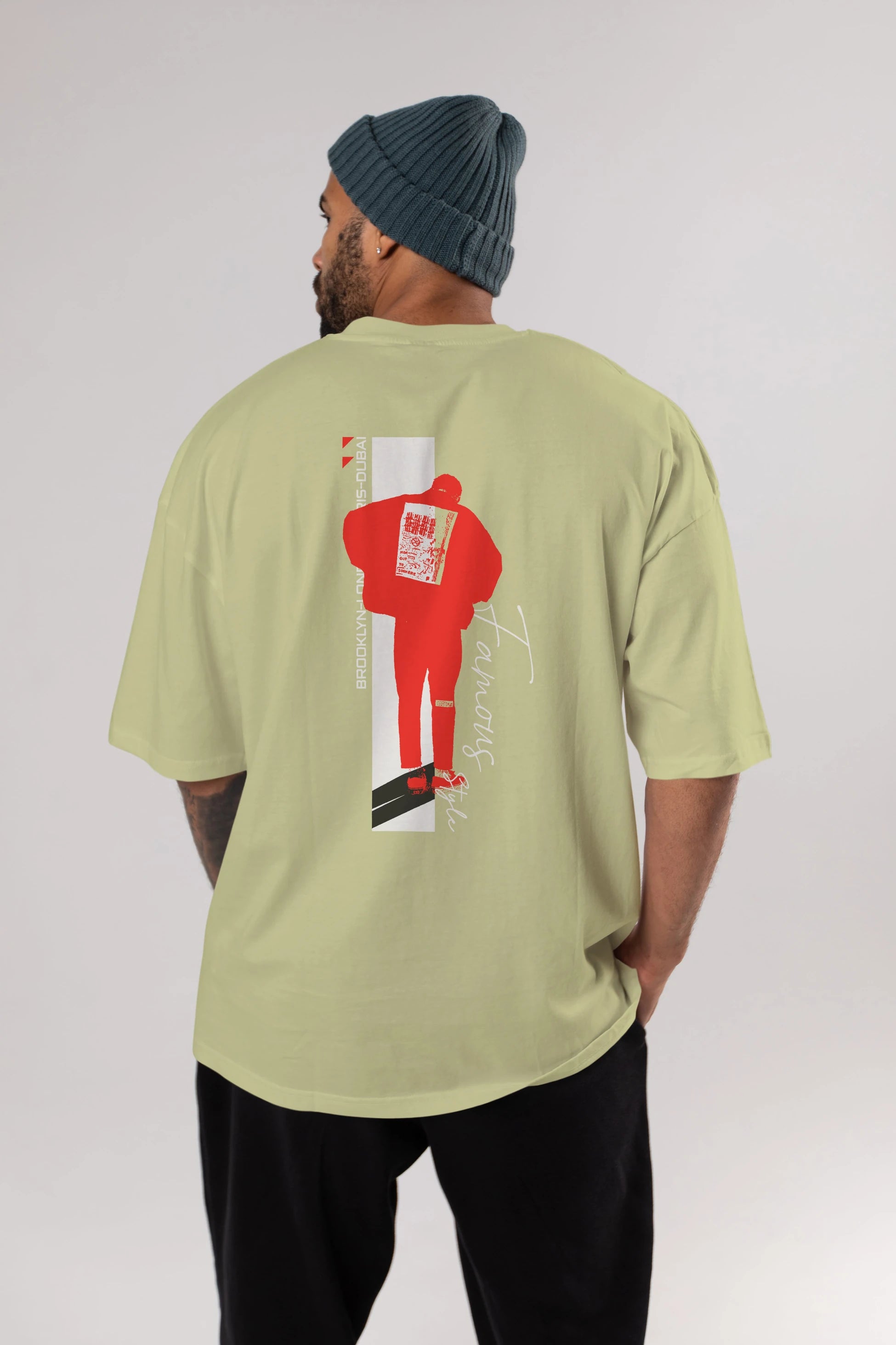 Brooklyn Style Arka Baskılı Oversize t-shirt Erkek Kadın Unisex