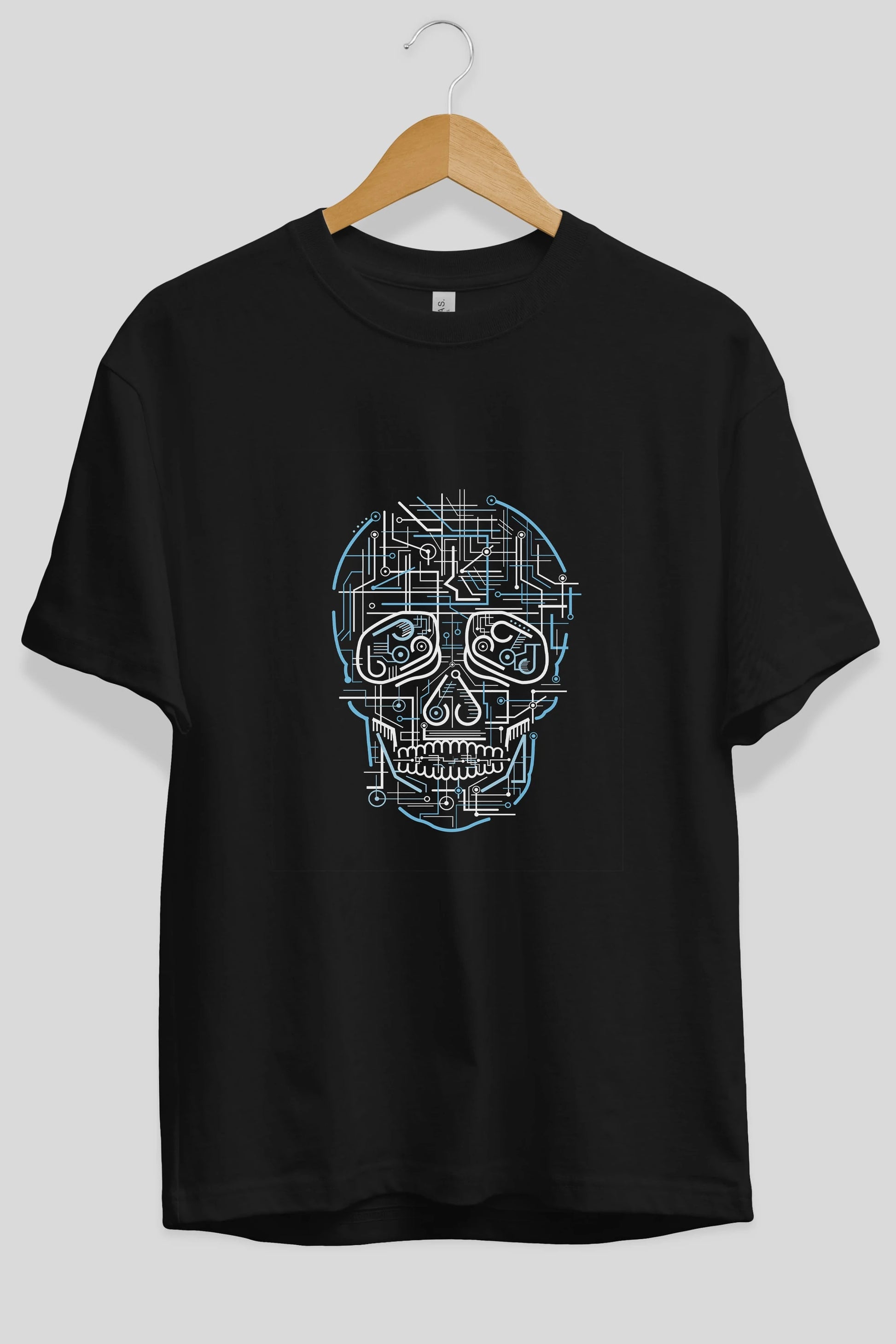 Electric Skull Ön Baskılı Oversize t-shirt %100 pamuk Erkek Kadın Unisex